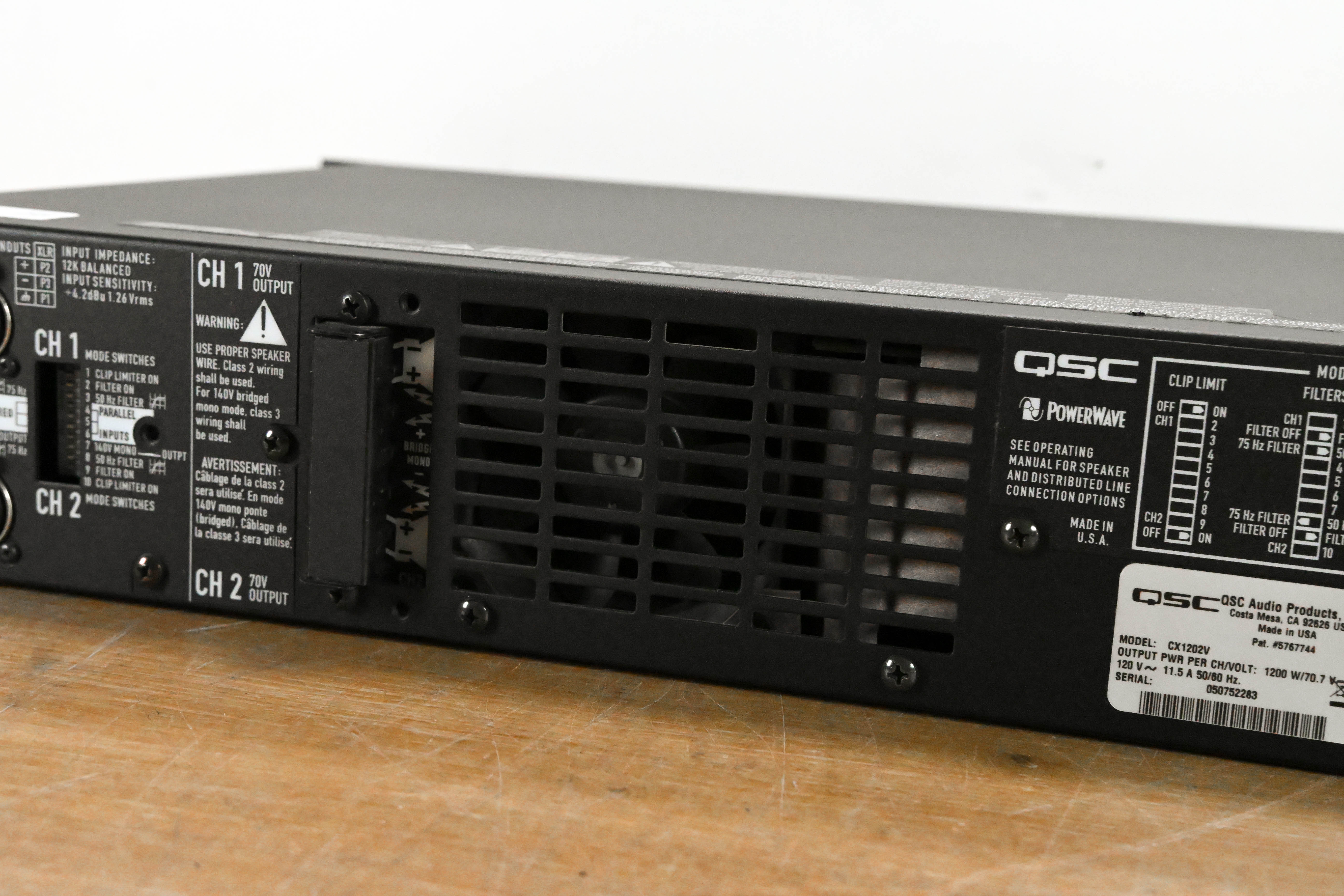 QSC CX1202V 1200W 70V 2-Channel Power Amplifier