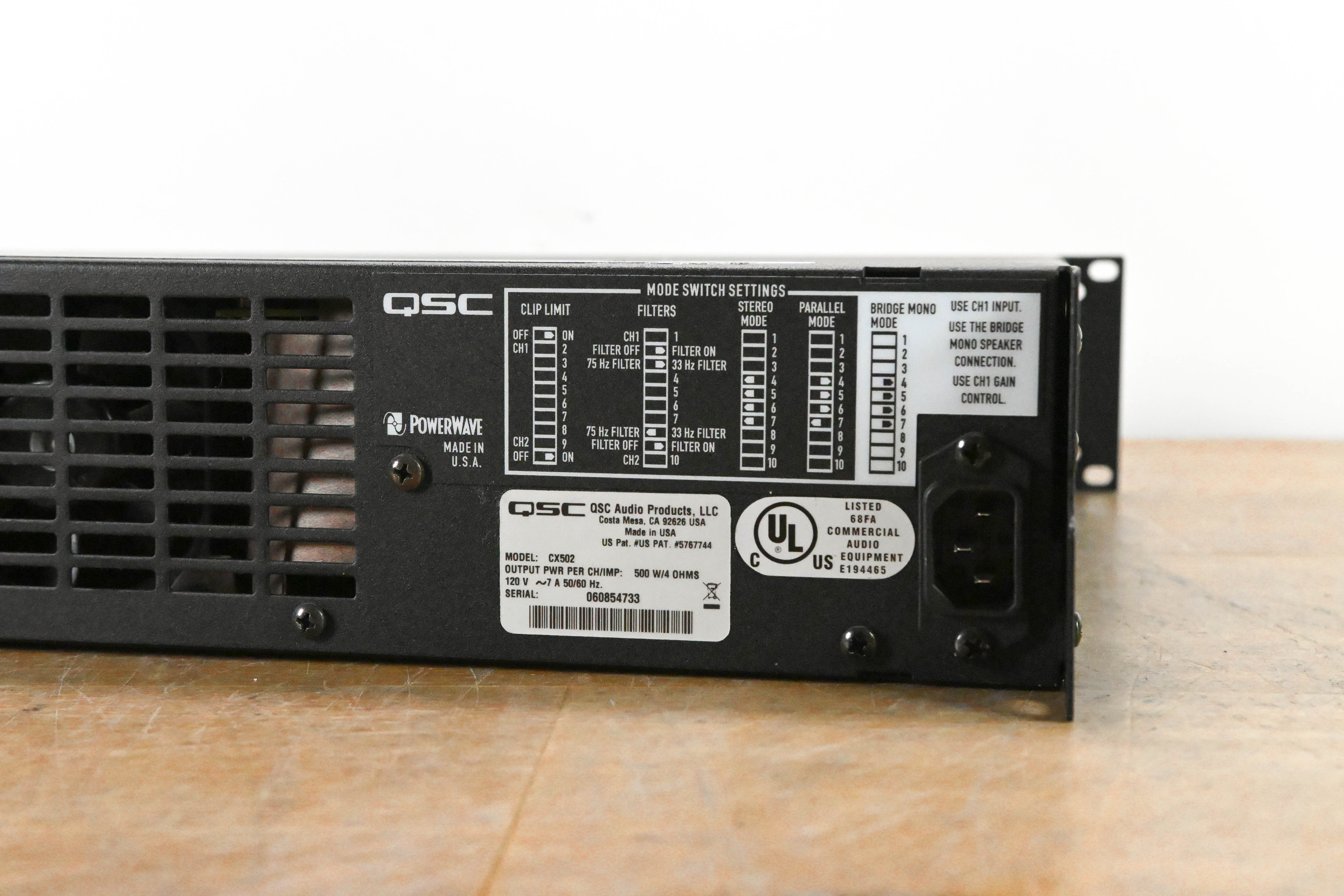 QSC CX502 2-Channel Power Amplifier