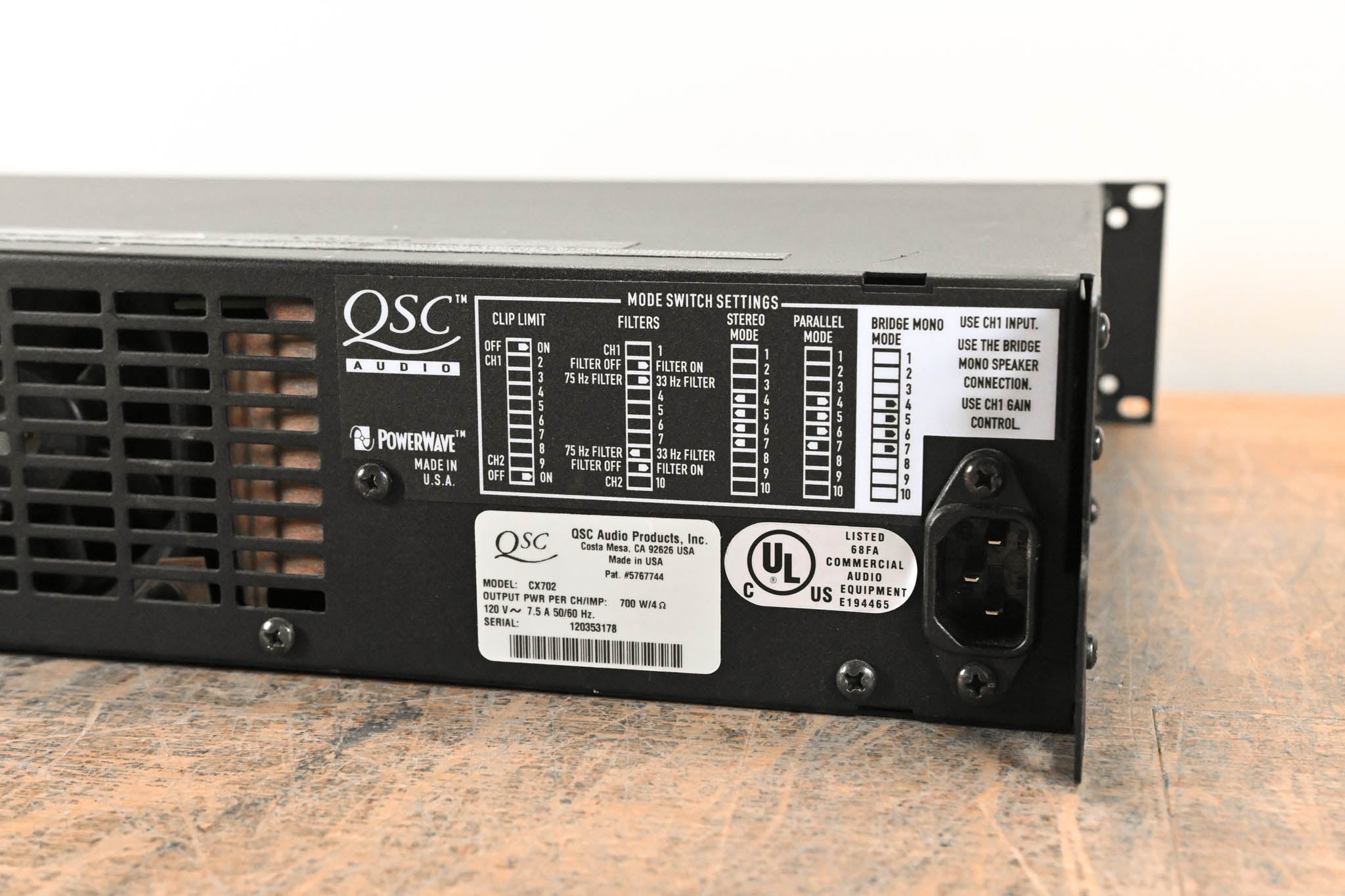 QSC CX702 2-Channel 700W Power Amplifier