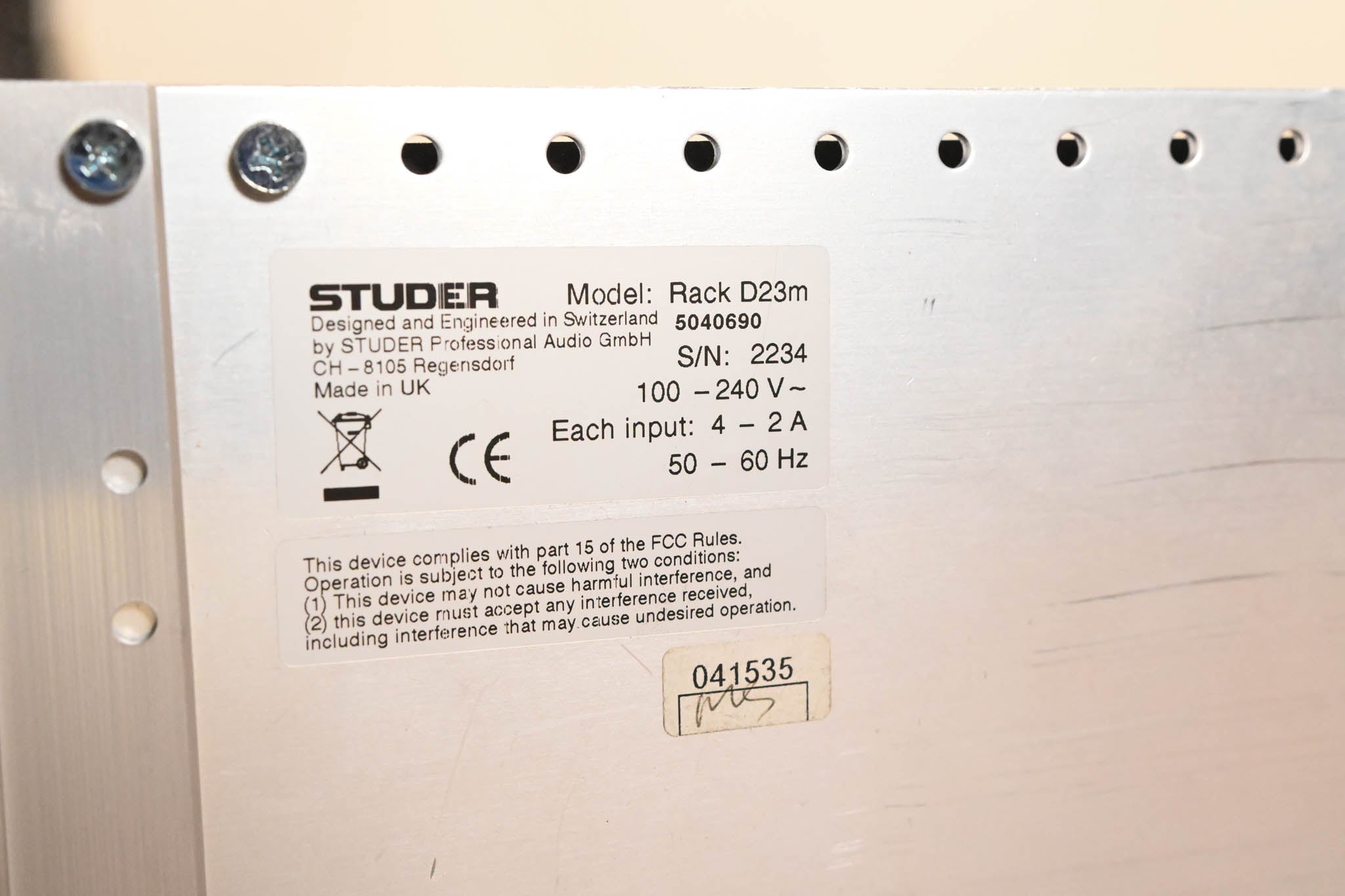 Studer D23m I/O System w/ A-Link HD Card, Fan Module, and Filter Module