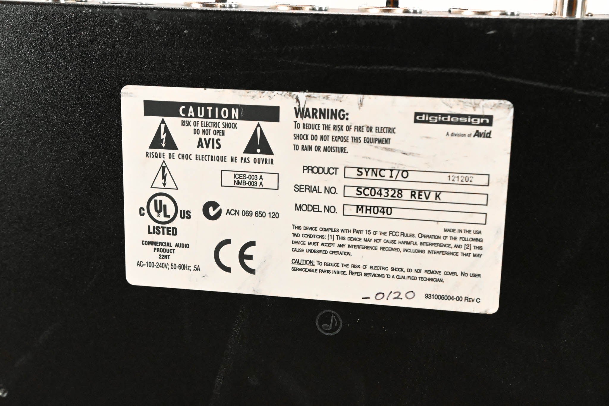 Digidesign SYNC I/O for Pro Tools