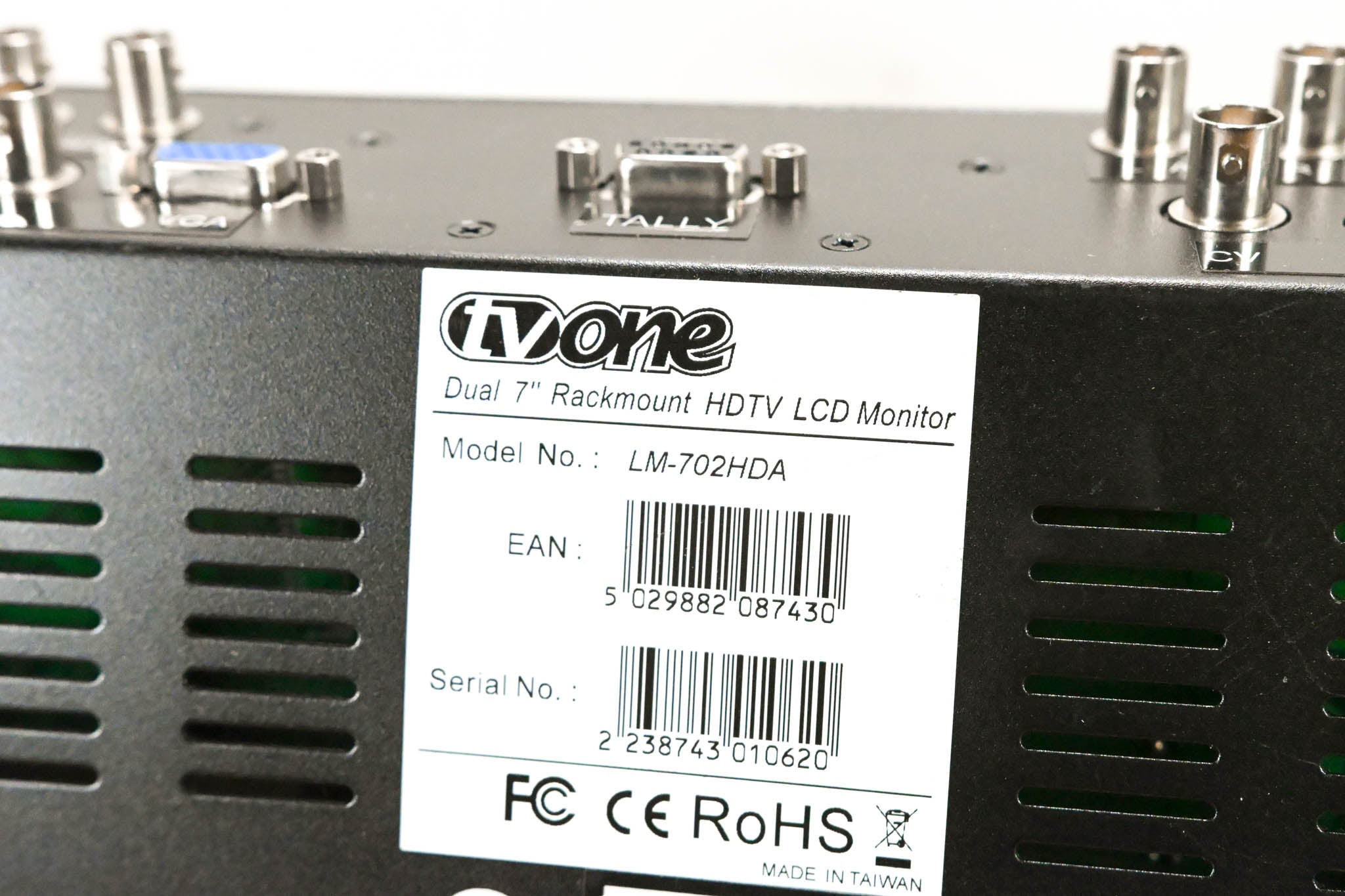 TV One LM-702HDA Dual 7" Rackmount HDTV LCD Monitor (NO POWER SUPPLY)