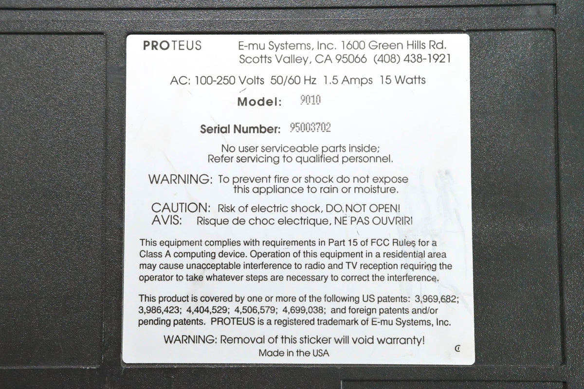 E-mu Systems Proteus/1 9010 Multi-Timbral Digital Sound Module