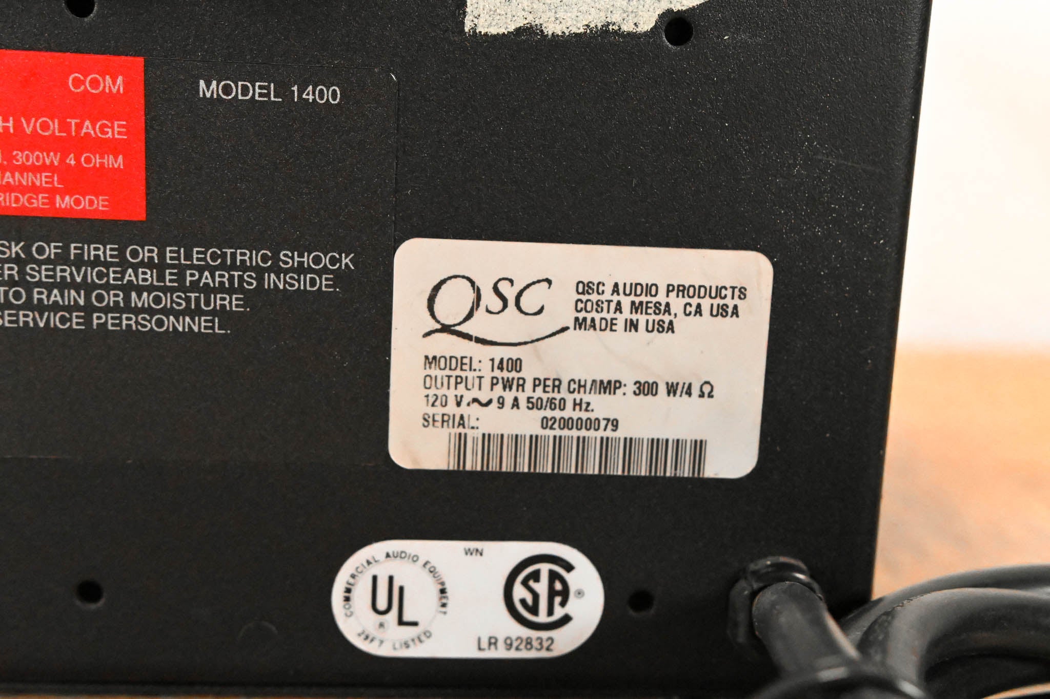 QSC Model 1400 2-Channel Power Amplifier