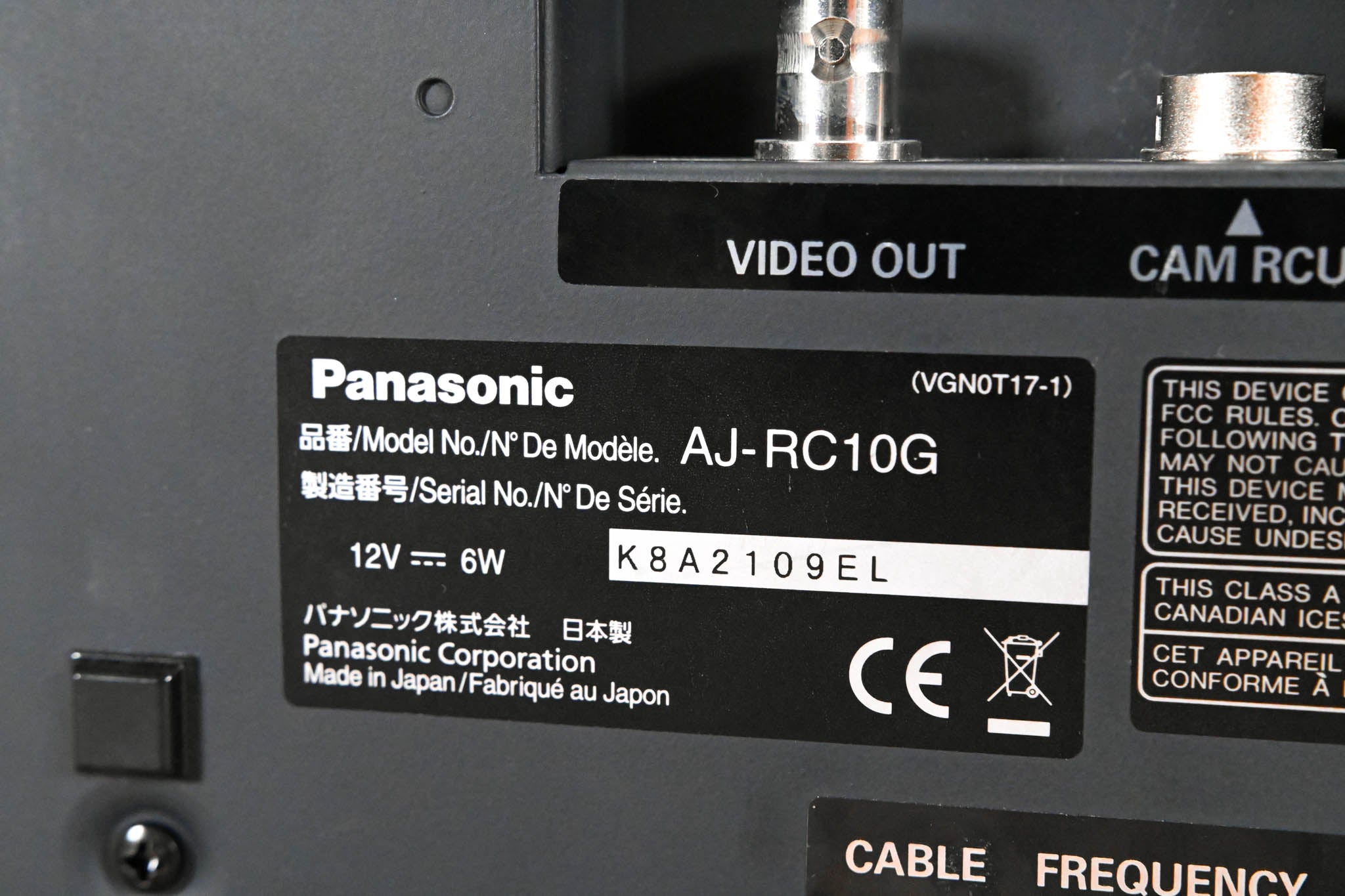 Panasonic AJ-RC10G Remote Control Unit