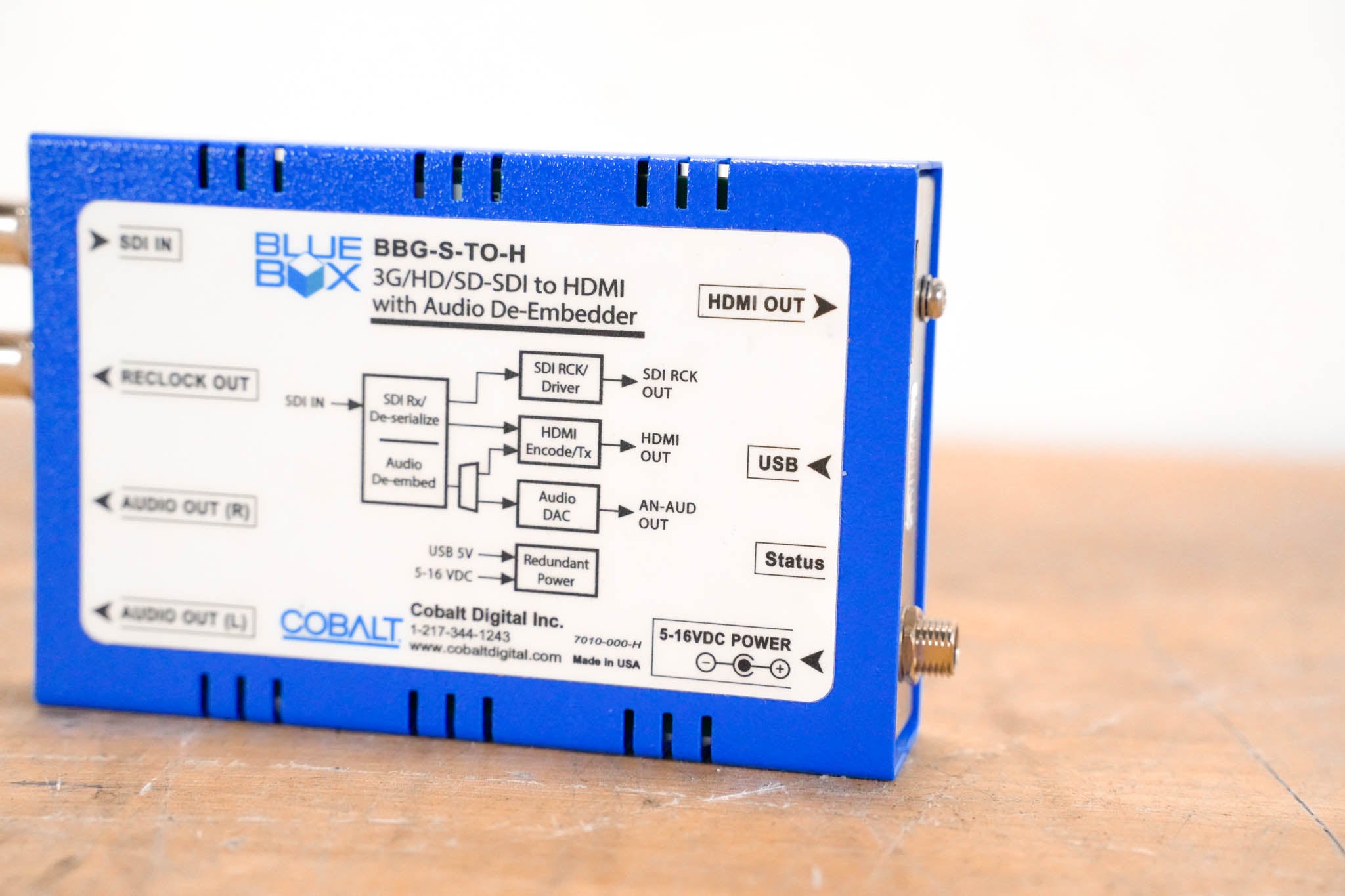 Cobalt BBG-S-TO-H 3G/HD/SD-SDI to HDMI w/ Audio De-Embedder (NO PSU)