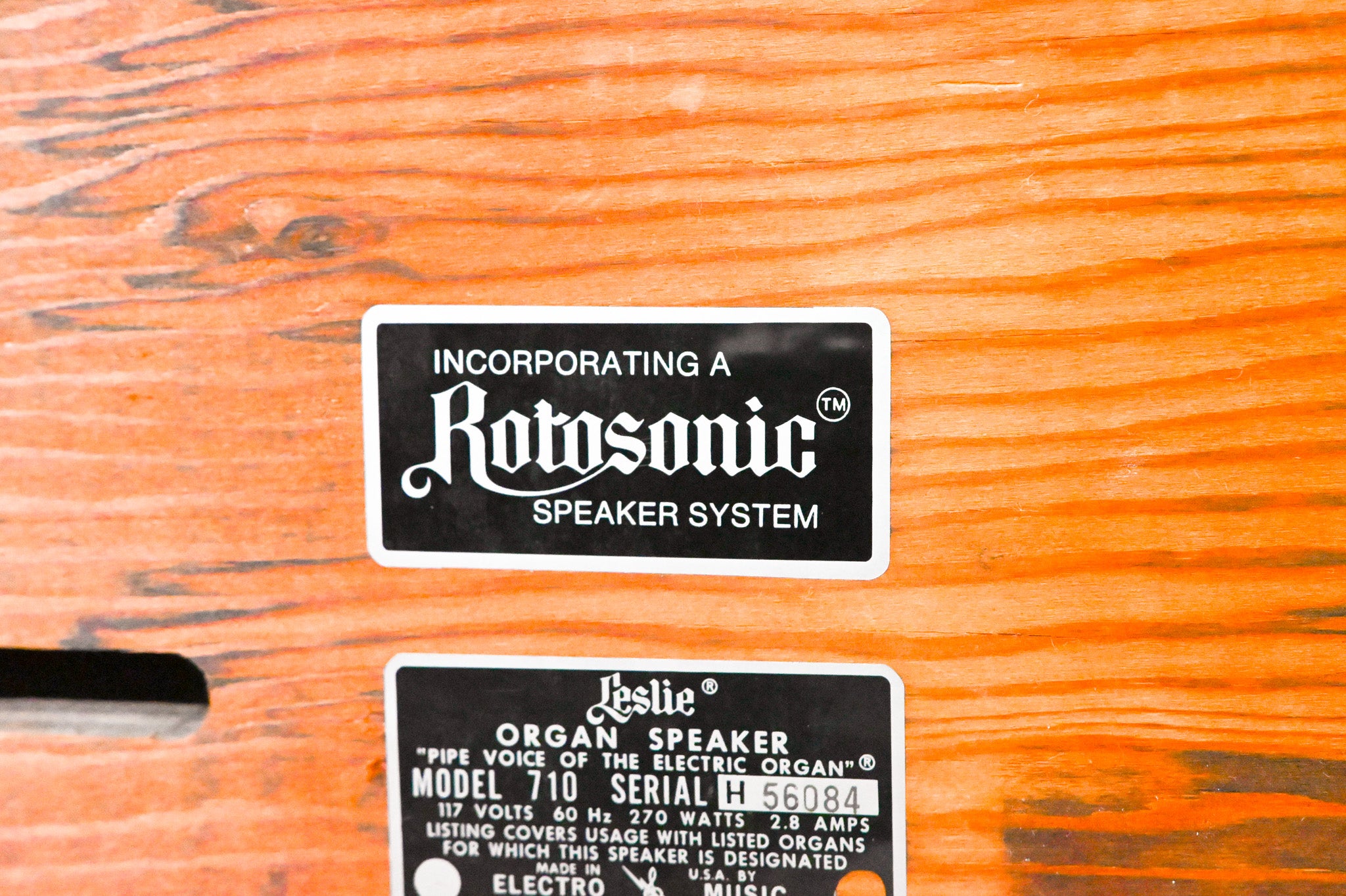 Leslie 710 Rotosonic Organ Speaker Cabinet & Cables
