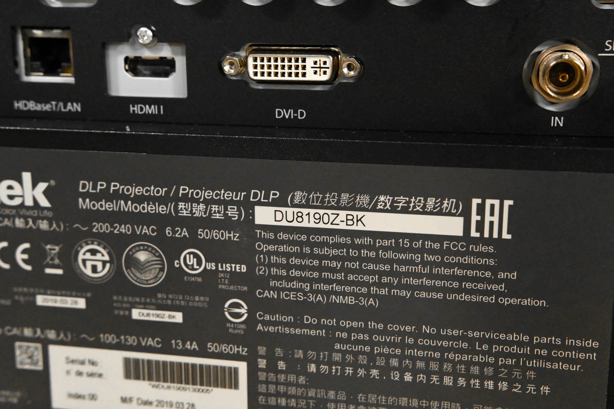 Vivitek DU8190Z-BK 10,000-Lumen WUXGA Large Venue DLP Projector