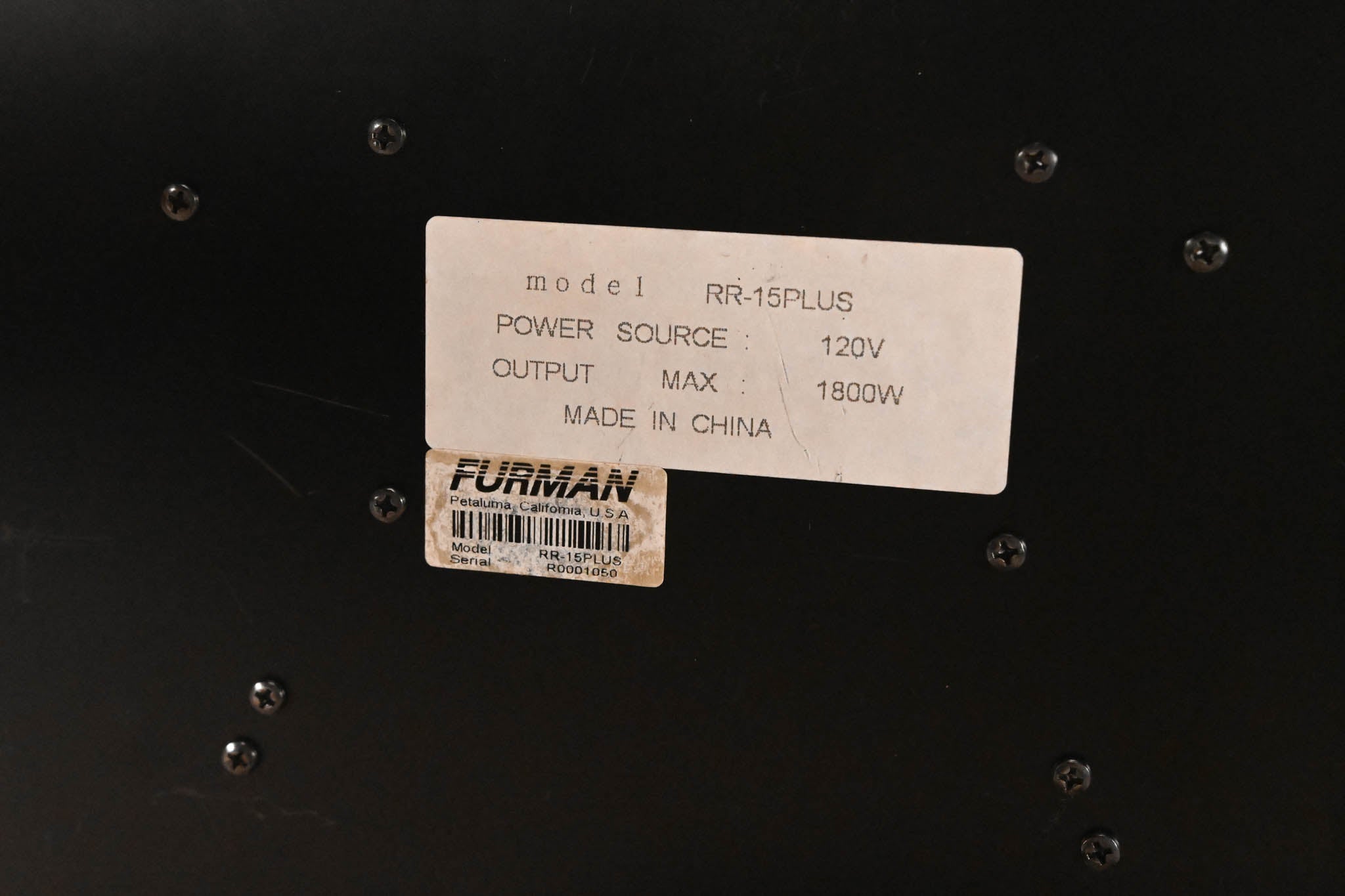 Furman RackRider RR-15PLUS 1RU Power Conditioner w/ Lights + V-Meter