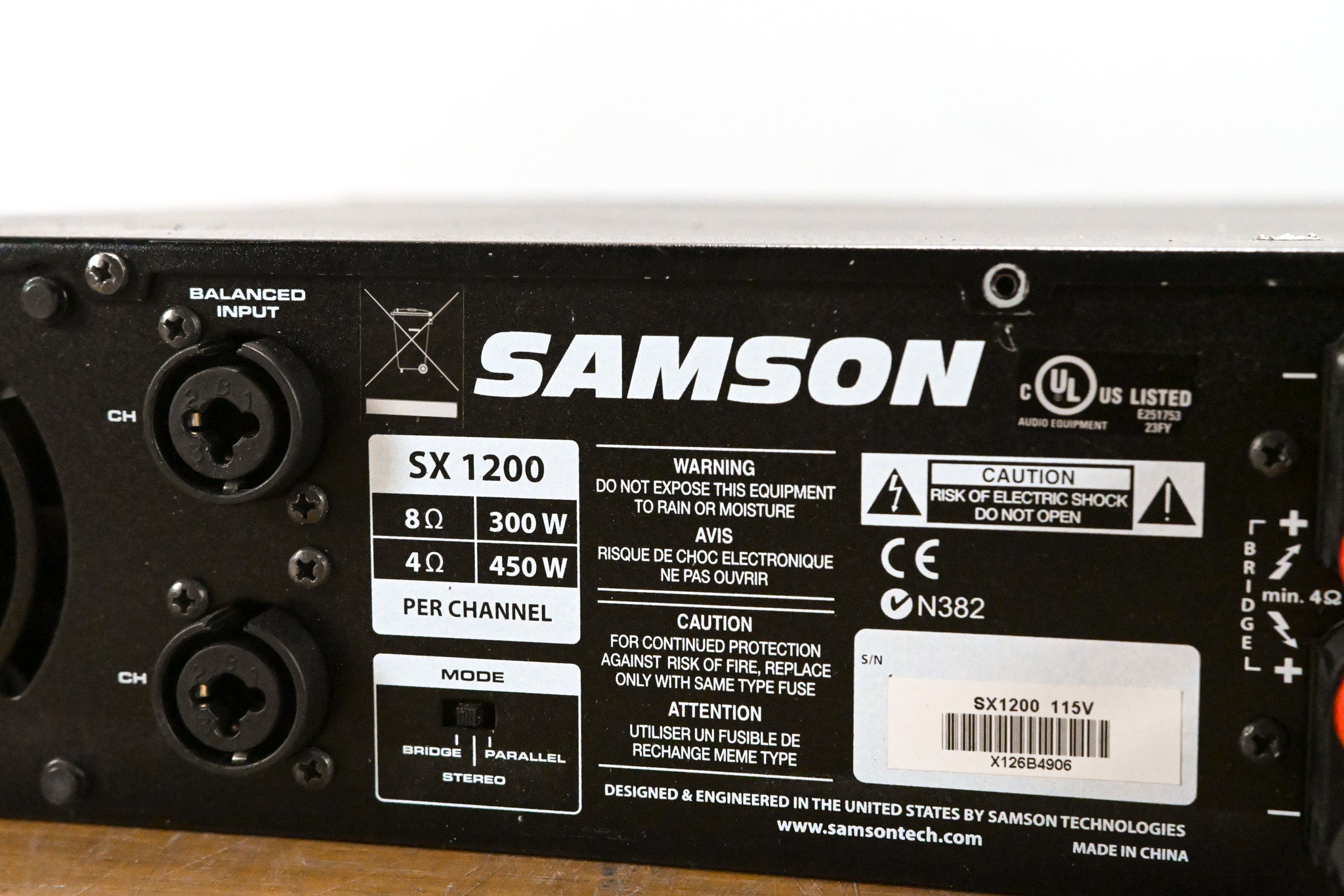 Samson SX1200 2-Channel Rack-Mount Power Amplifier