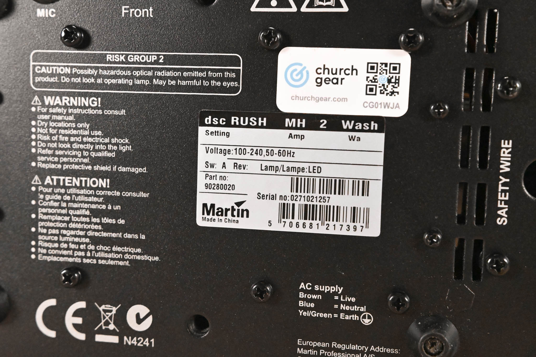Martin Lighting RUSH MH 2 Wash LED Wash Moving Head Fixture