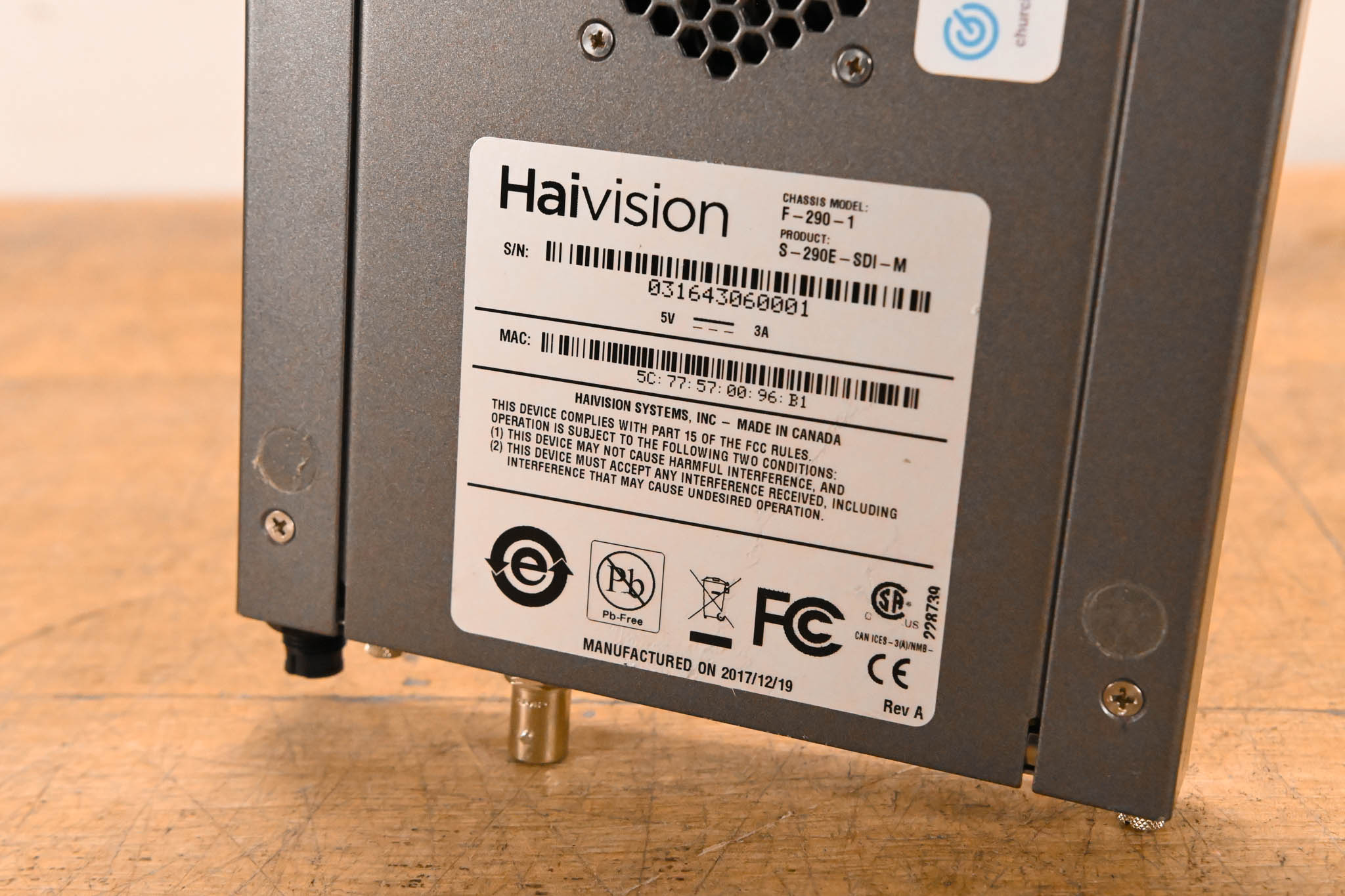 HaiVision S-290E-SDI-M Makito SDI Encoder Appliance (NO POWER SUPPLY)