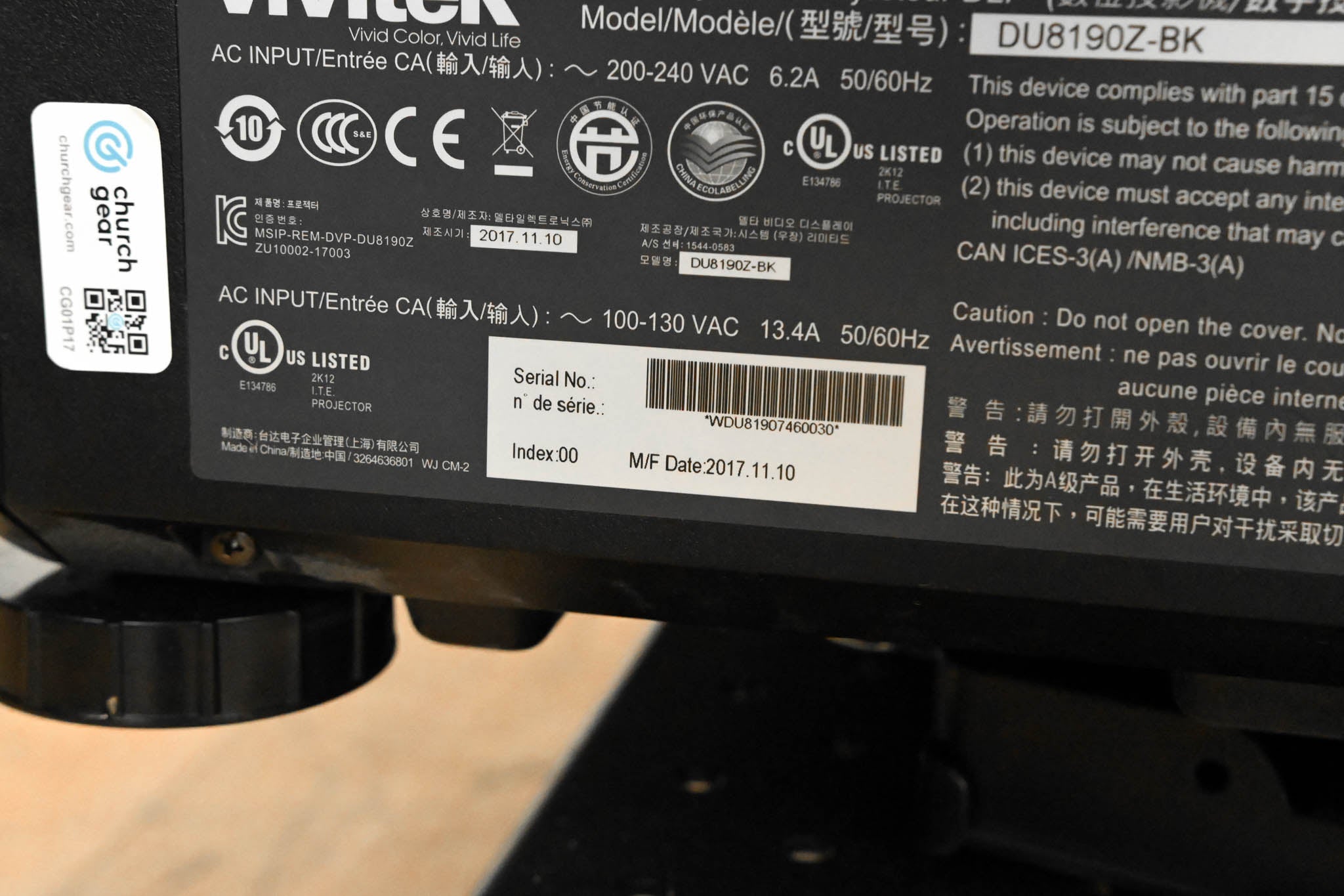 Vivitek DU8190Z-BK 10,000-Lumen WUXGA Large Venue DLP Projector