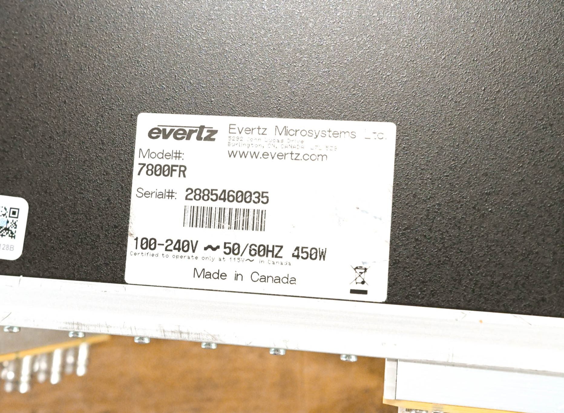 Evertz 7800FR 3RU Rackmount MultiFrame with Cards