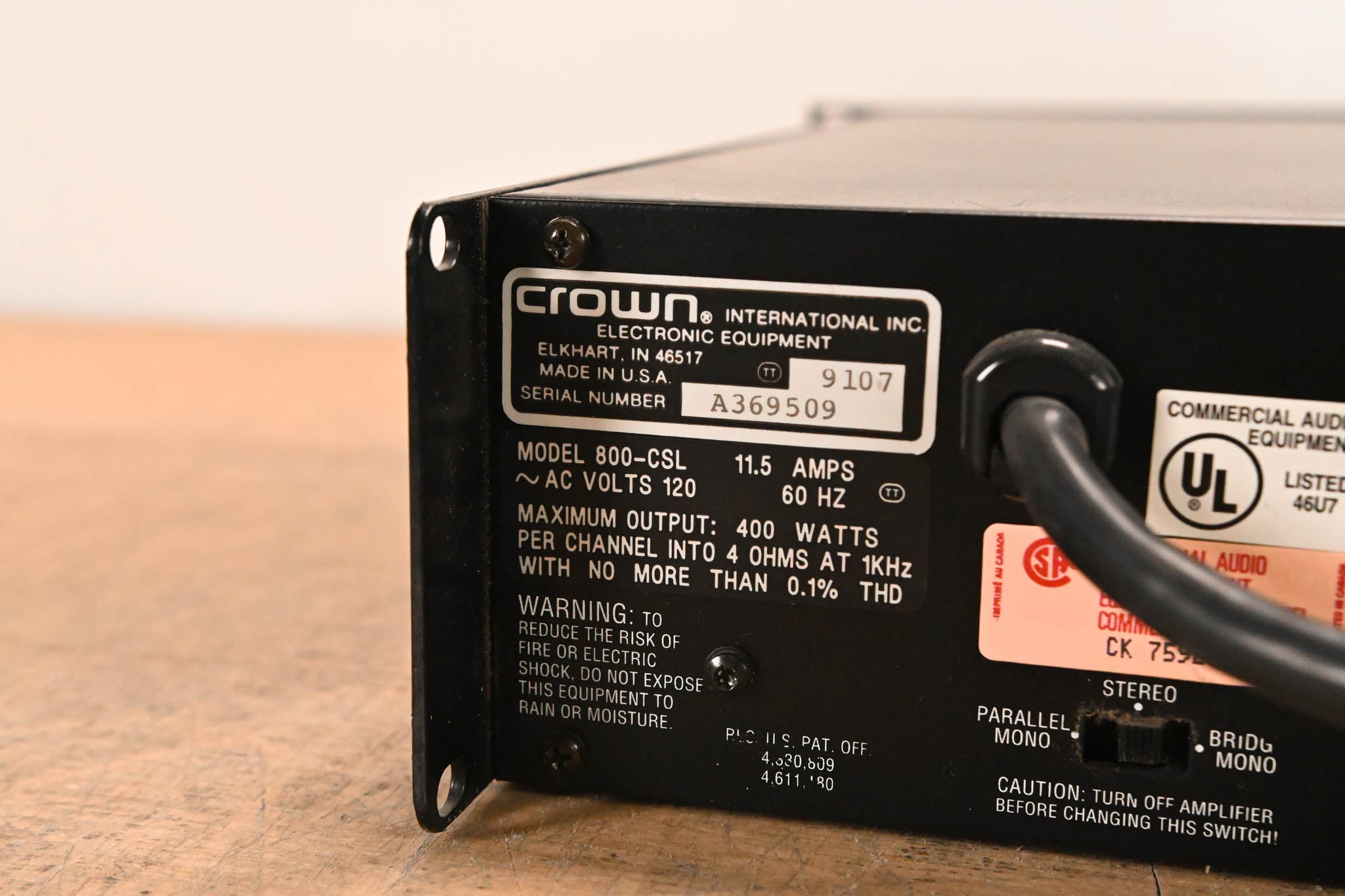 Crown 800 CSL 2-Channel Power Amplifier