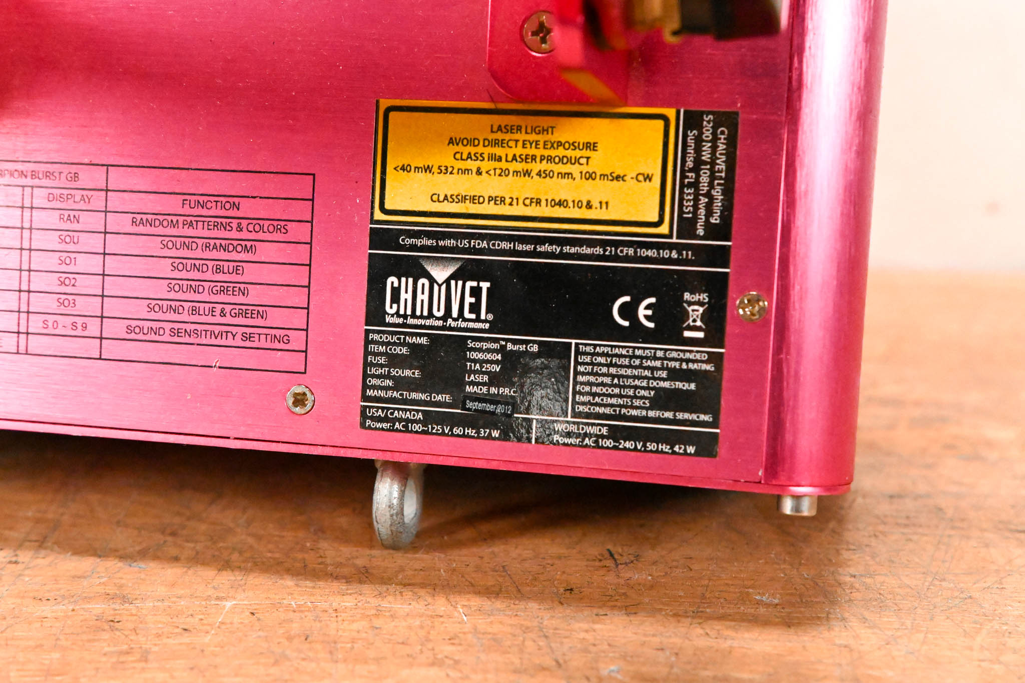 Chauvet Scorpion Burst GB Scan Graphic Laser