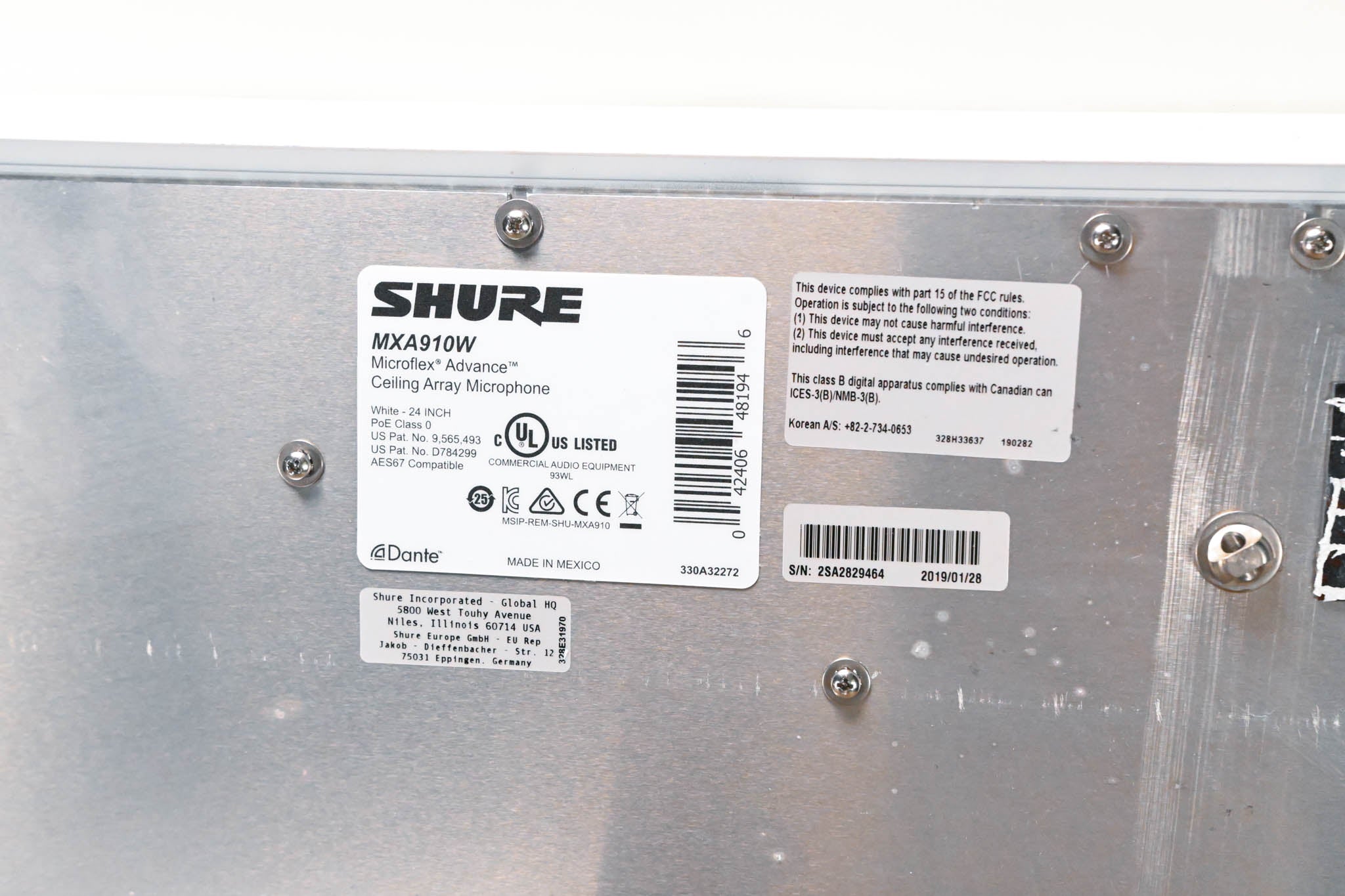 Shure MXA910W Ceiling Array Microphone