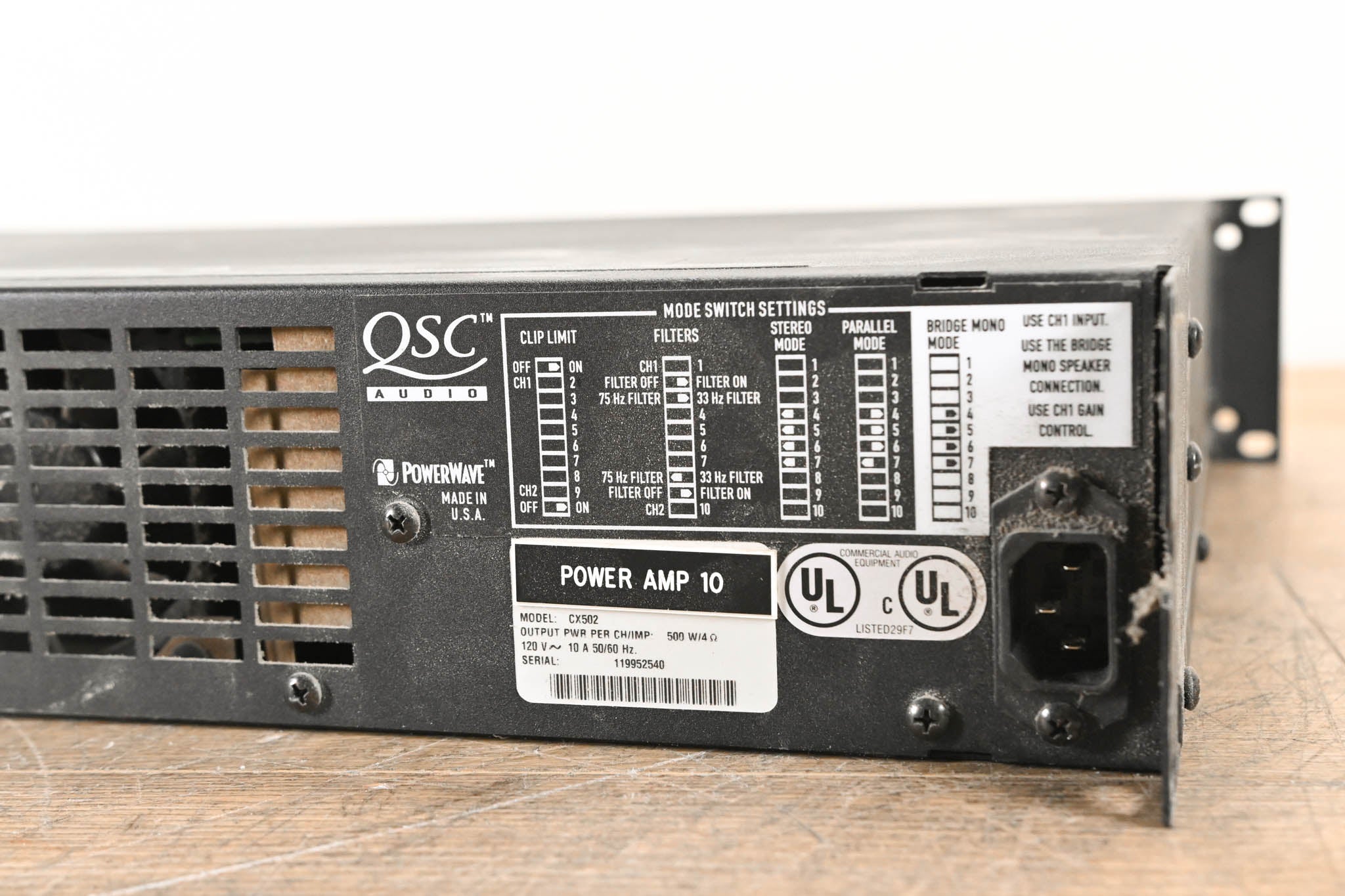 QSC CX502 2-Channel Power Amplifier