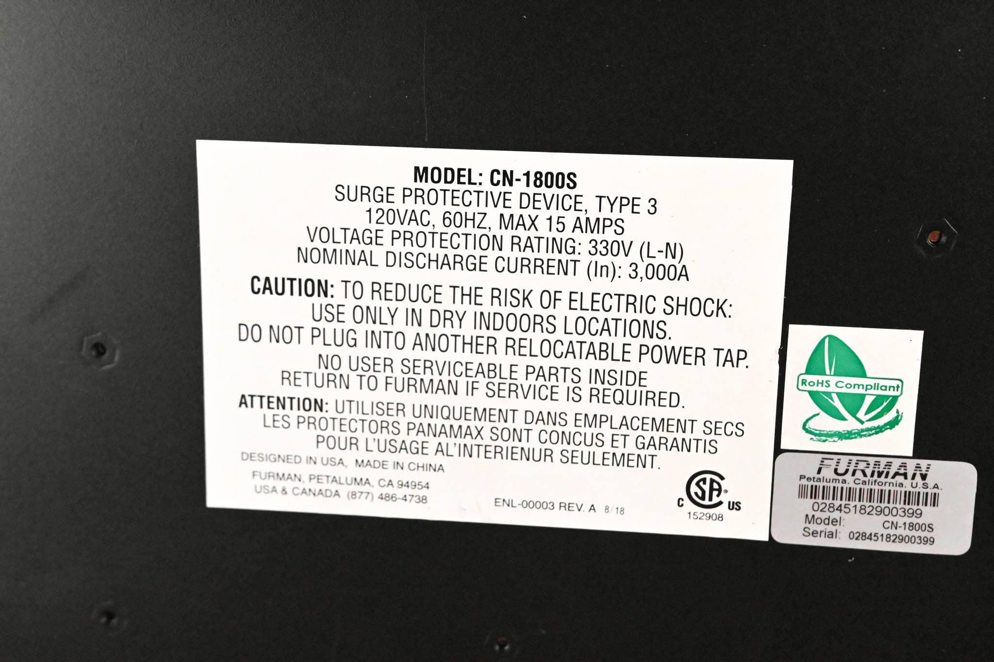Furman CN-1800S 15A Power Conditioner with SmartSequencing