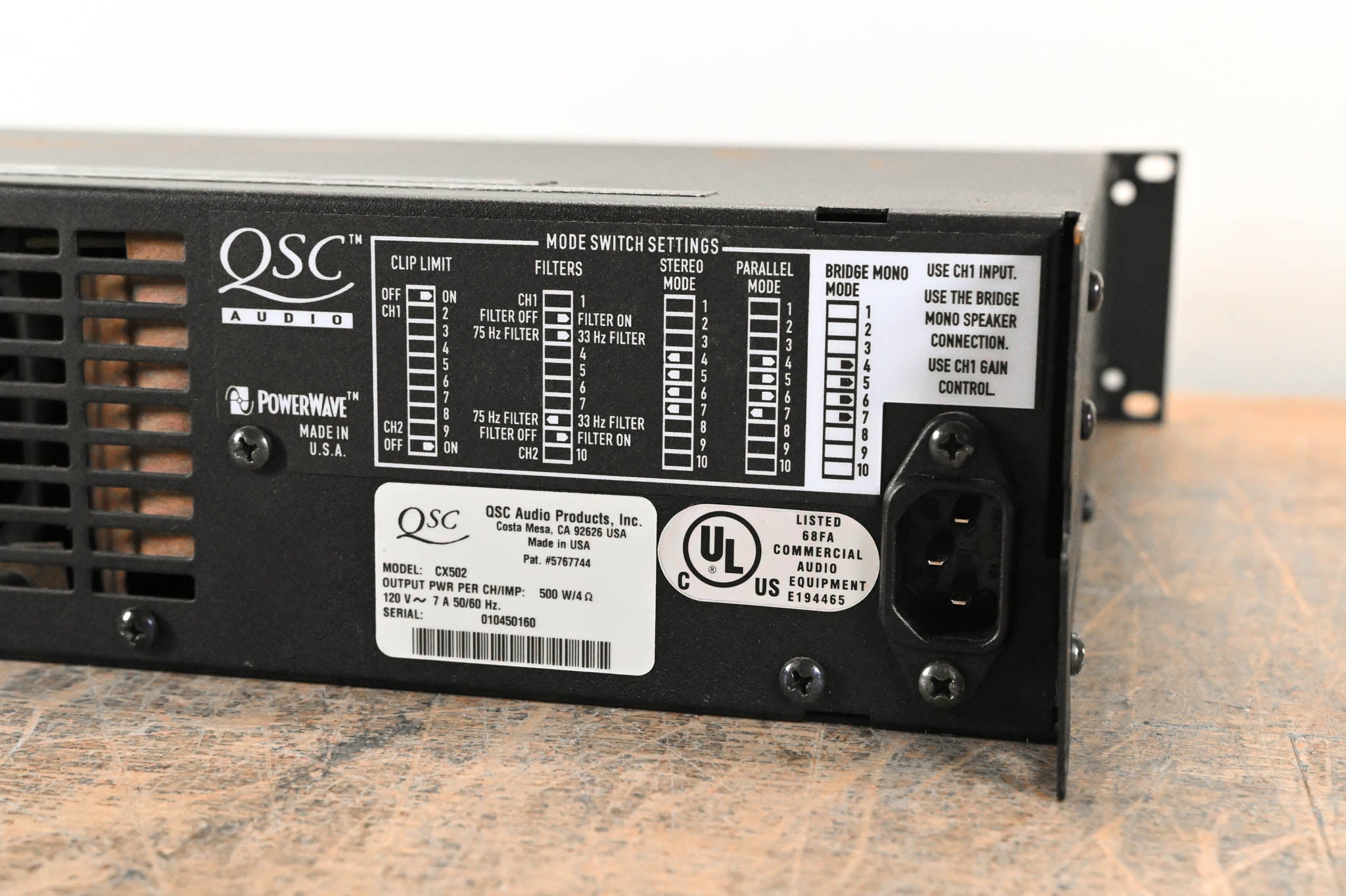 QSC CX502 2-Channel Power Amplifier