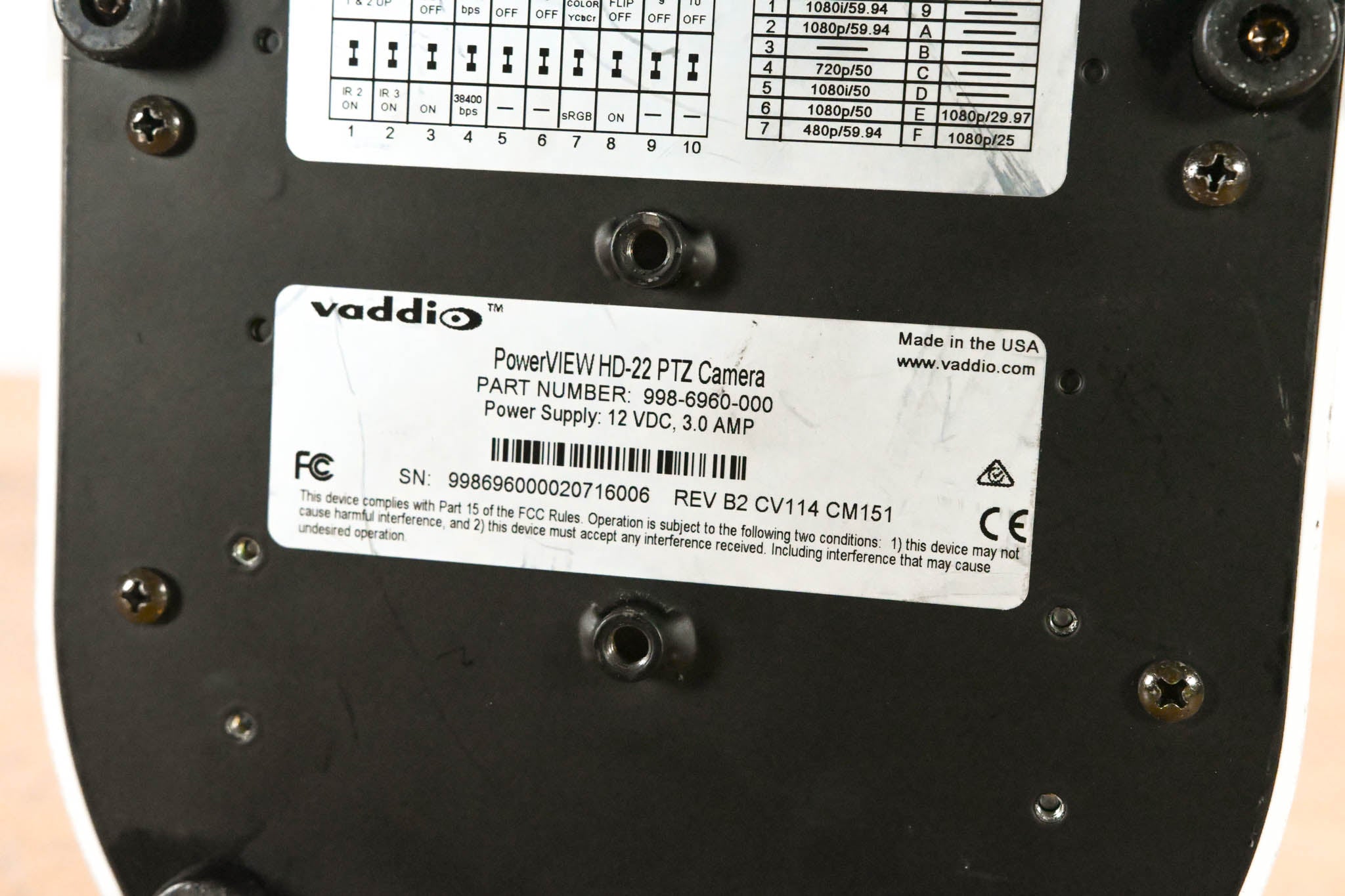 Vaddio PowerVIEW HD-22 HD Integrated Robotic PTZ Camera NO POWER SUPPLY