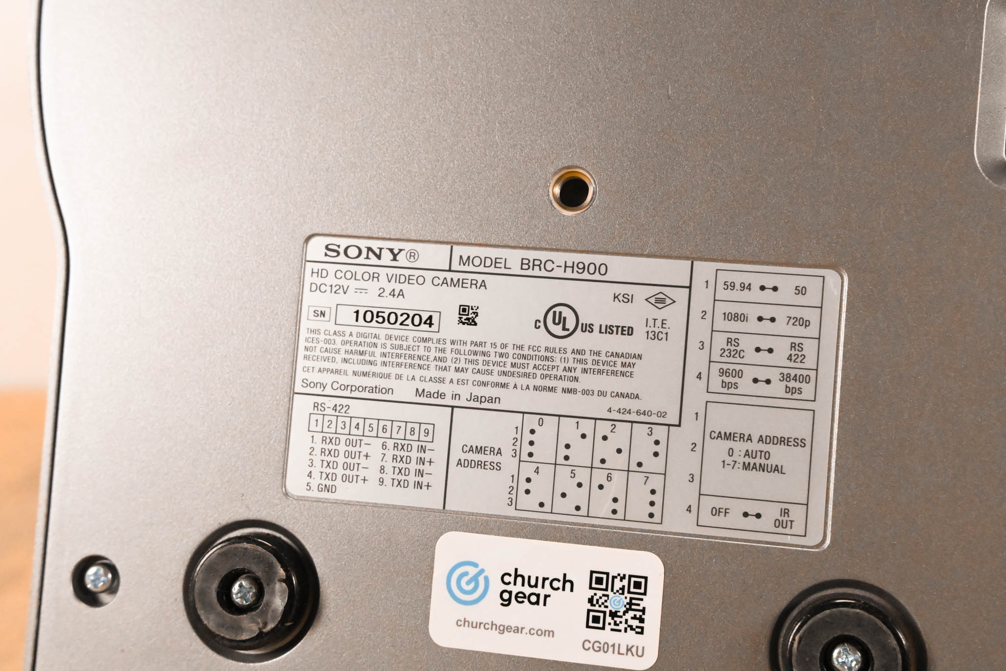 Sony BRC-H900 HD PTZ Camera (NO POWER SUPPLY)