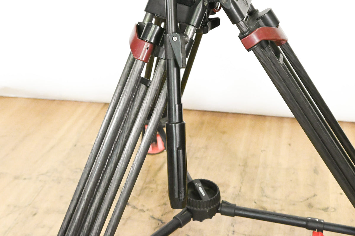 Sachtler DV-12 Fluid Head w/ Speed Lock CF Tripod & Mid-Level Spreader