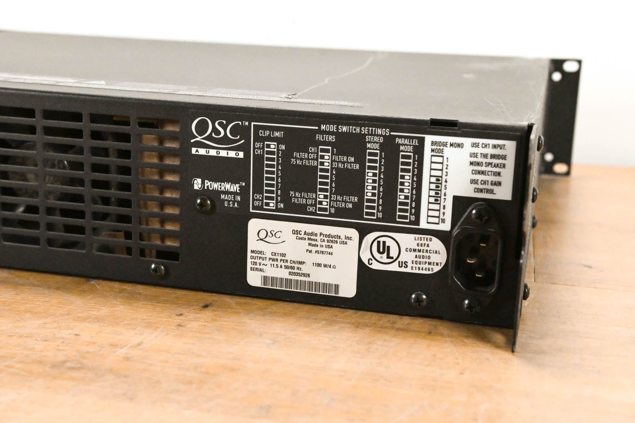 QSC CX1102 700W 2-Channel Power Amplifier