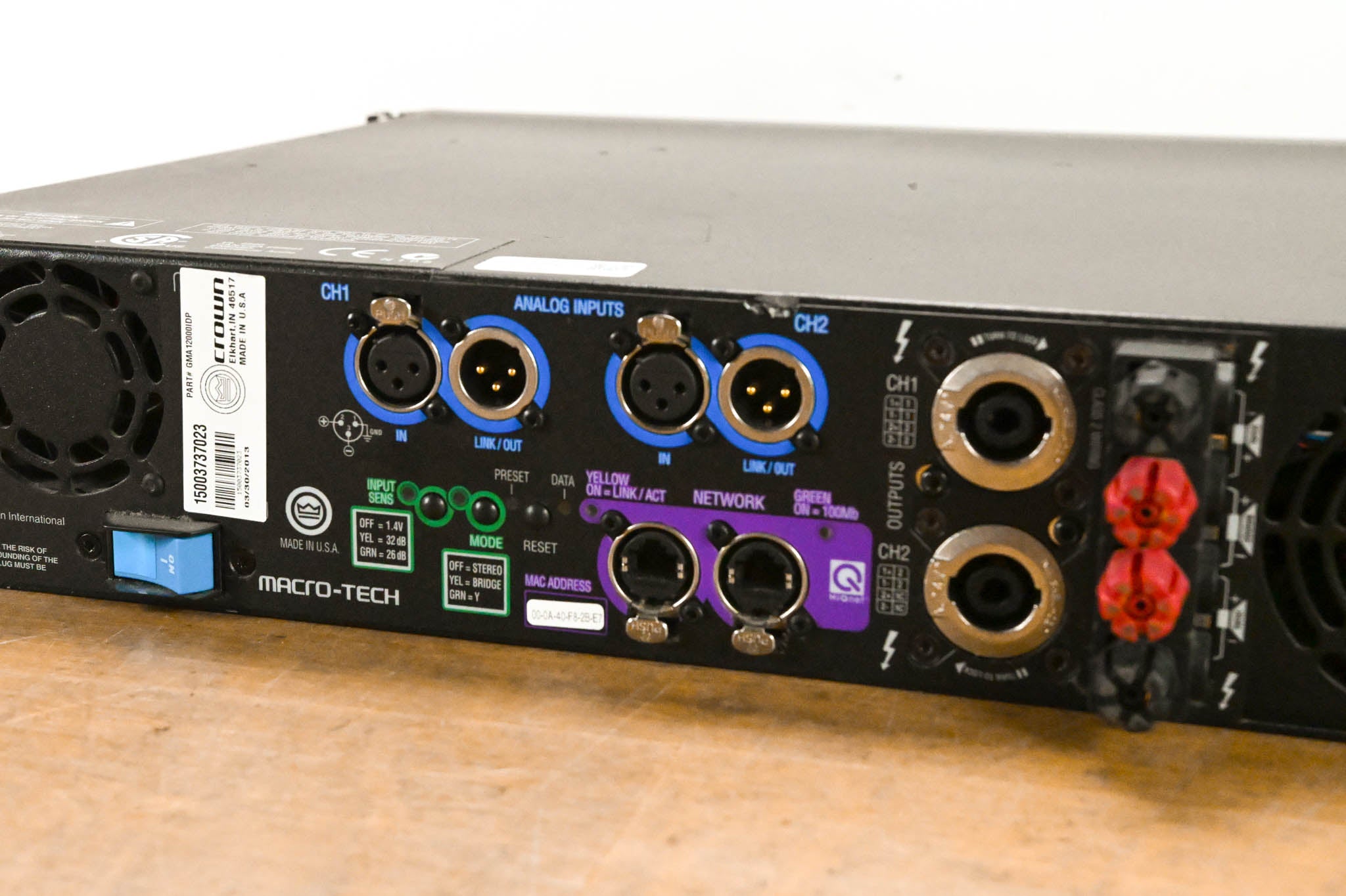 Crown MA 12000i Macro-Tech 2-Channel Power Amplifier, 4500W @ 4 ohms