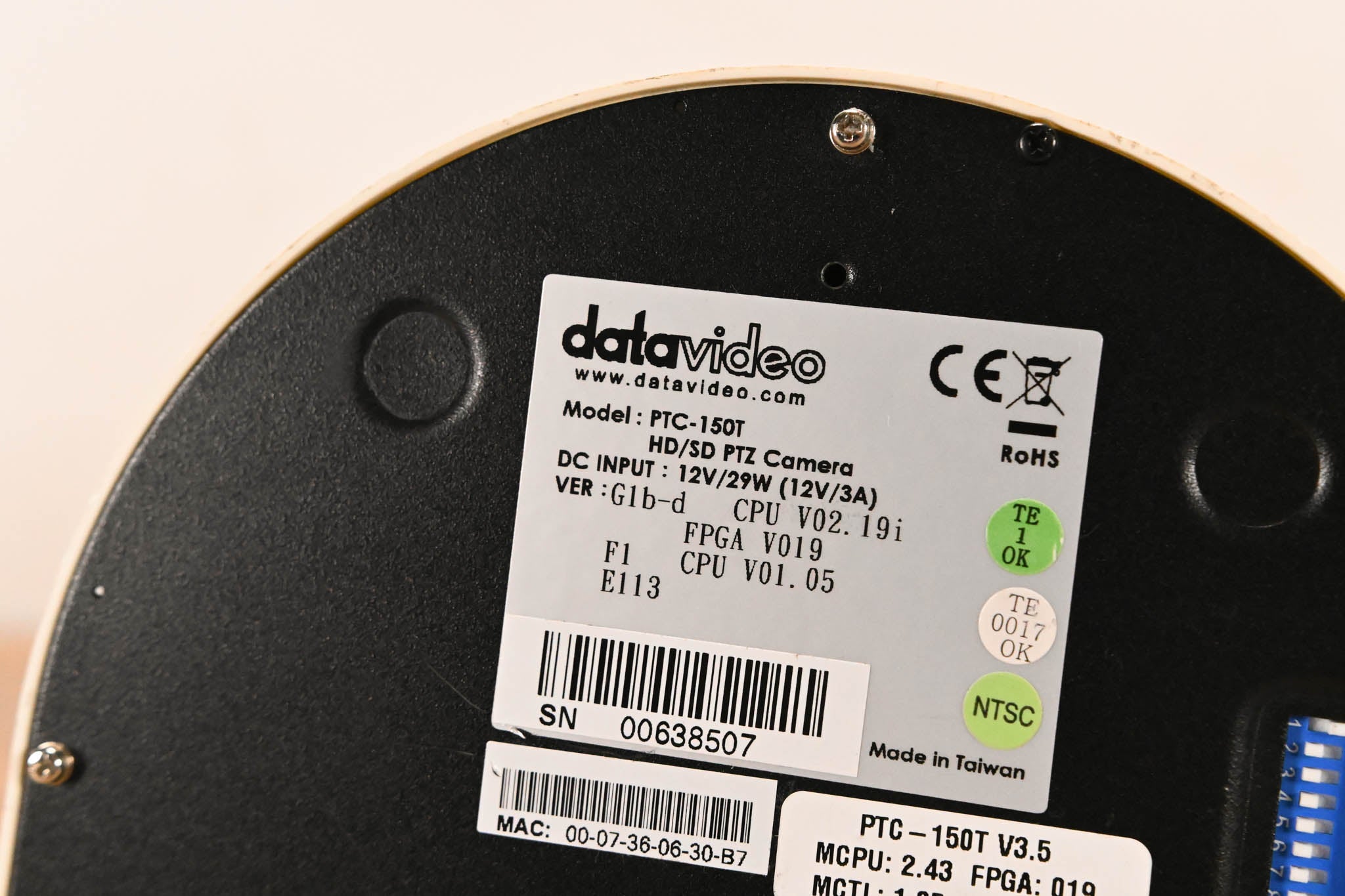 Datavideo PTC-150T HD/SD PTZ Video Camera with HDBaseT (NO POWER SUPPLY)