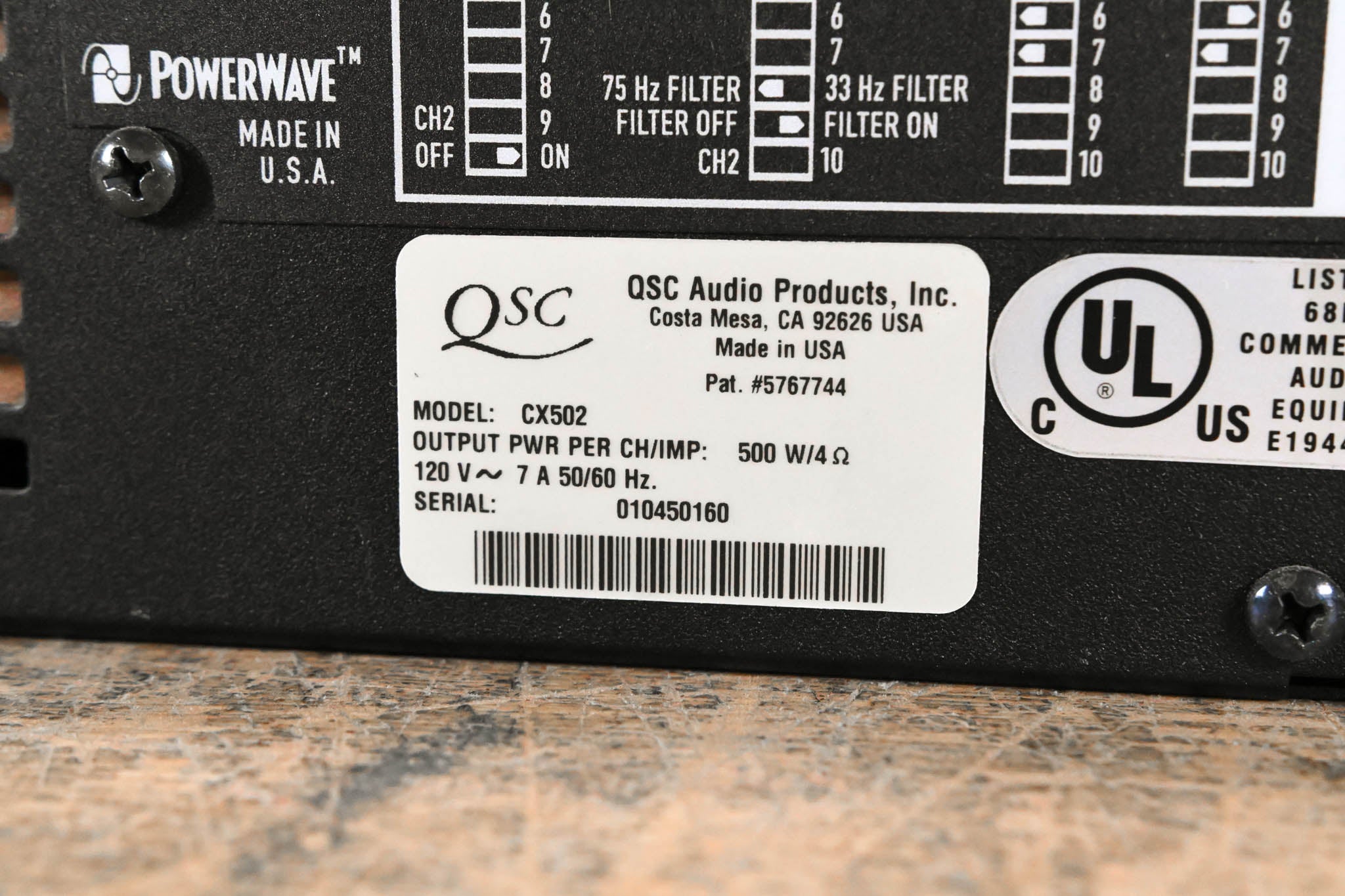 QSC CX502 2-Channel Power Amplifier