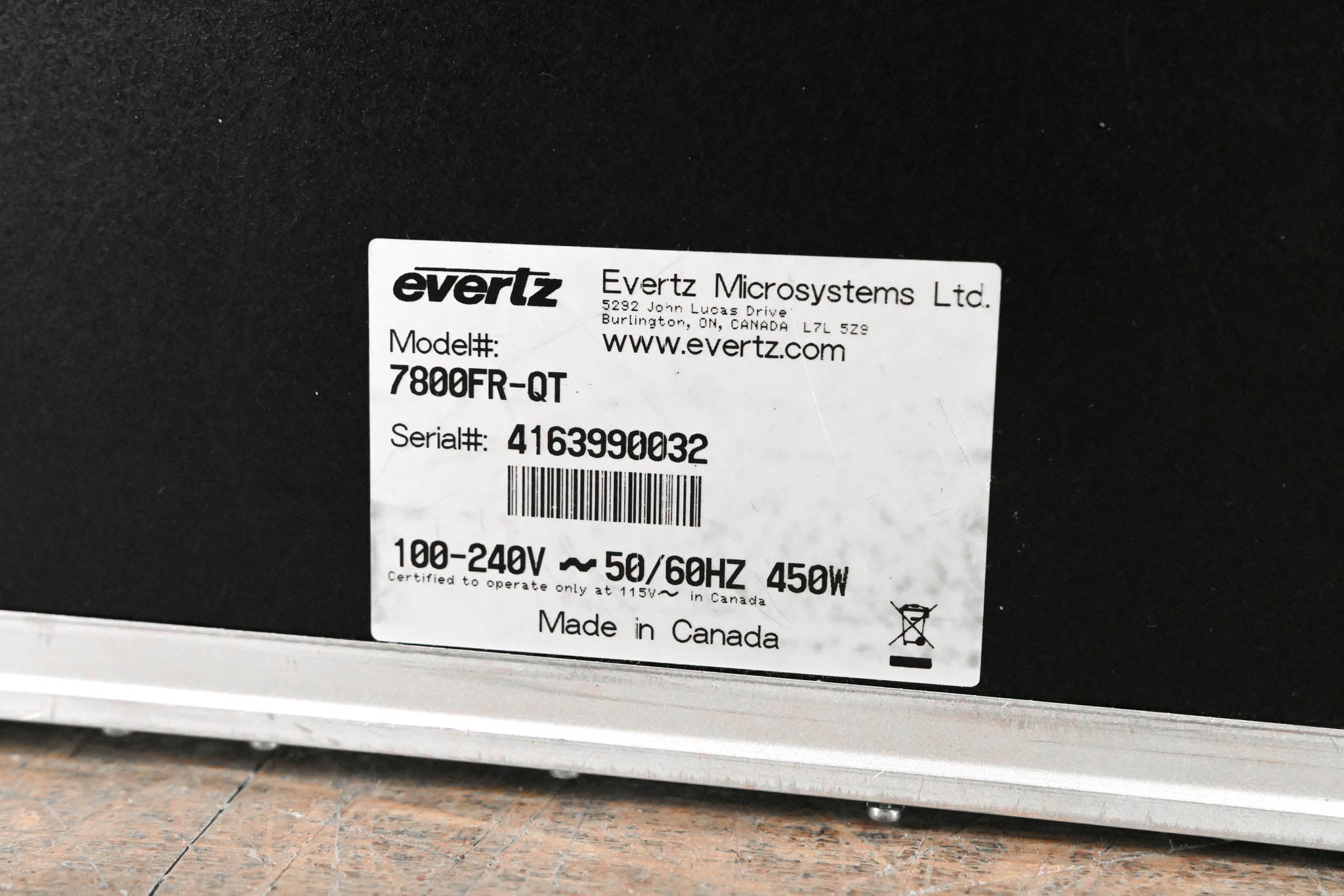 Evertz 7800FR-QT 3U Rack-Mountable Quiet Multiframe