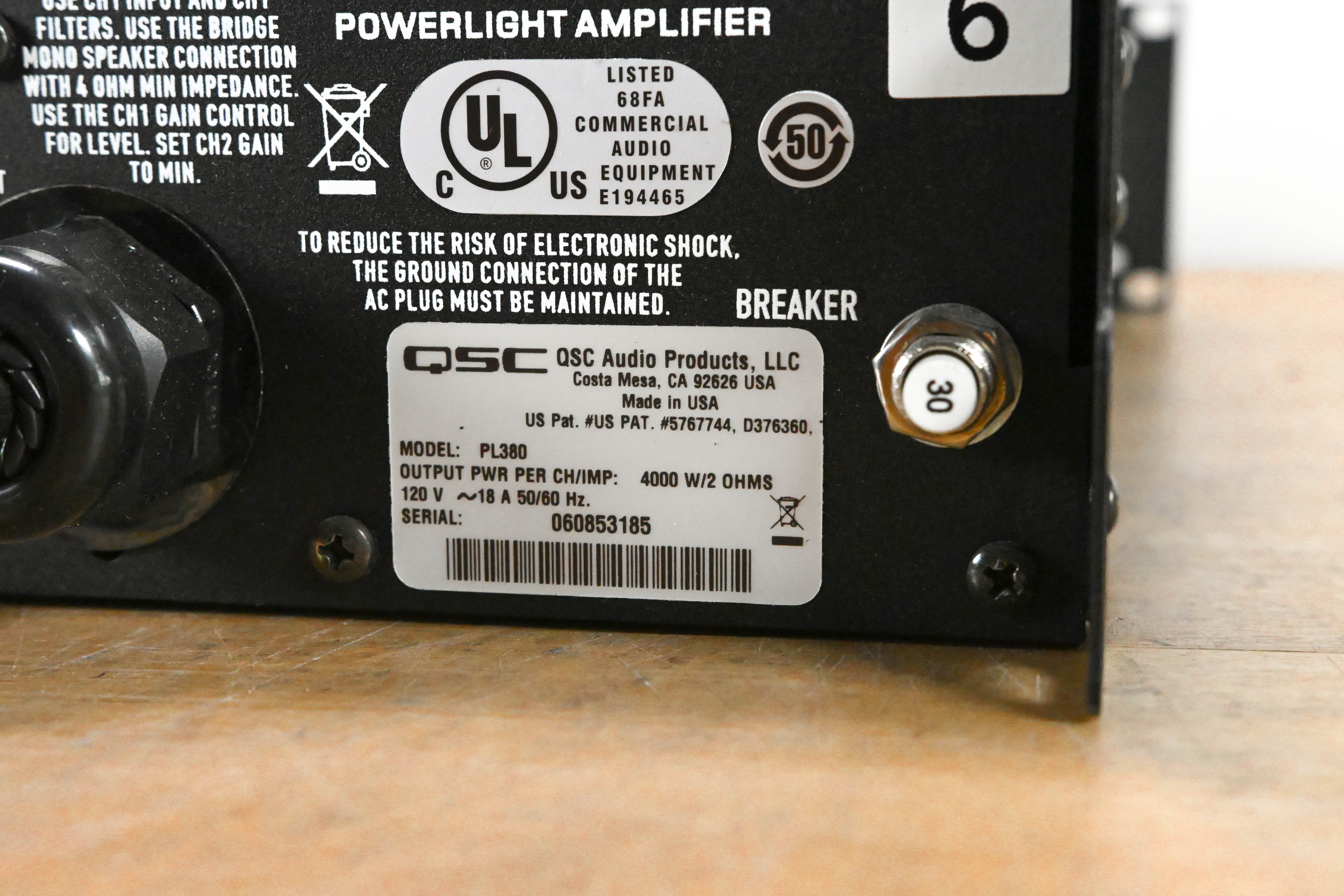 QSC PL380 Powerlight 3 Series 2-Channel Power Amplifier