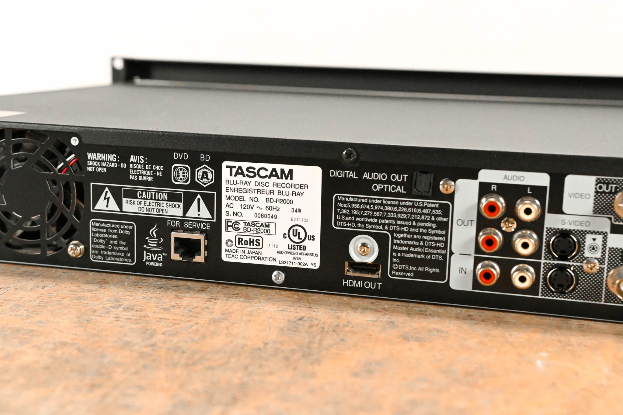 TASCAM BD-R2000 High-Definition HDD/Blu-Ray/DVD Recorder