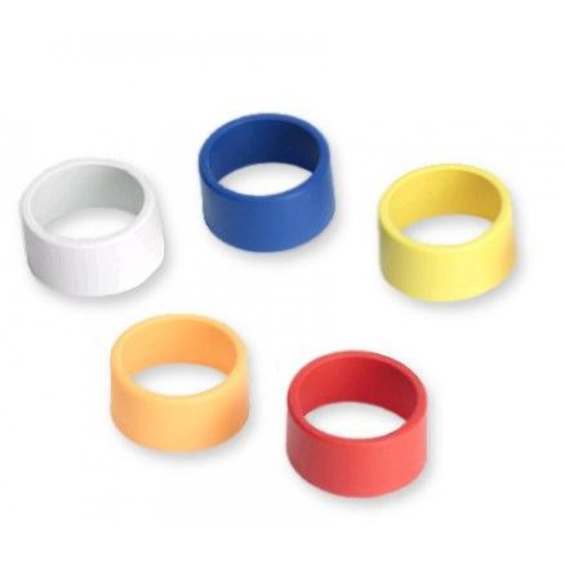One Each Blue, Red, Yellow, White, Orange Colored