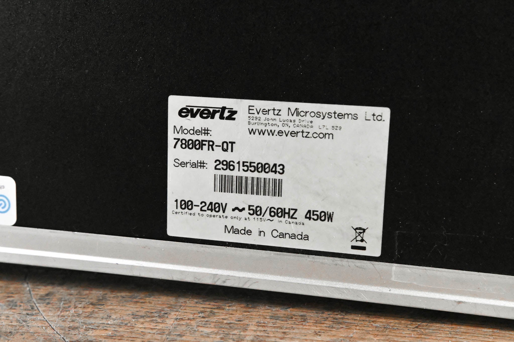 Evertz 7800FR-QT 3U Rack-Mountable Quiet Multiframe