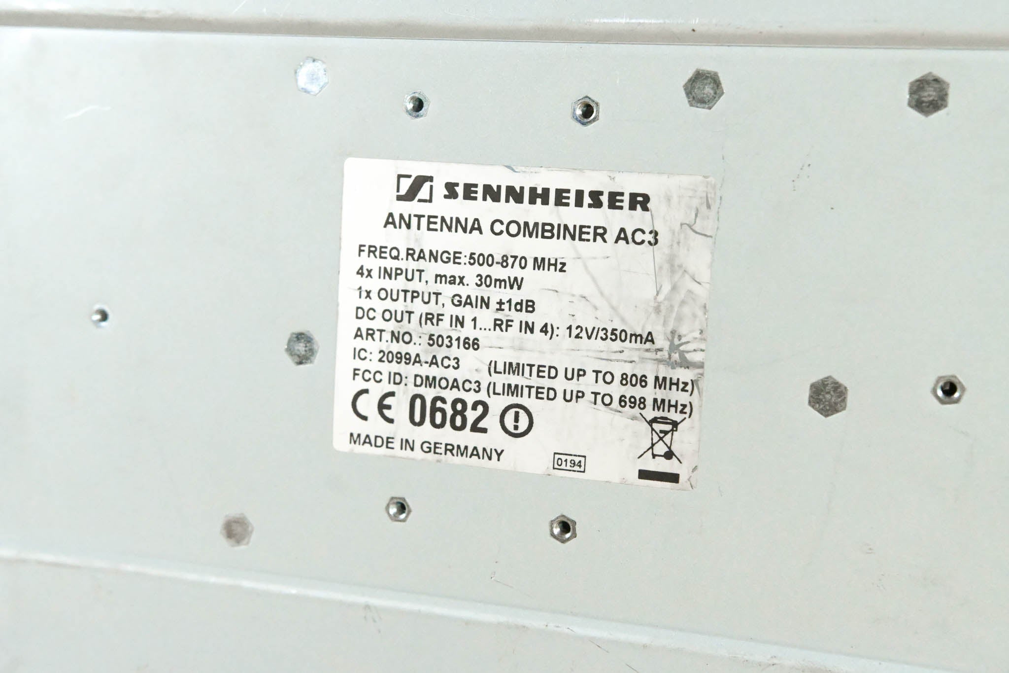 Sennheiser AC 3 Antenna Combiner - 500-870 MHz (NO POWER SUPPLY)