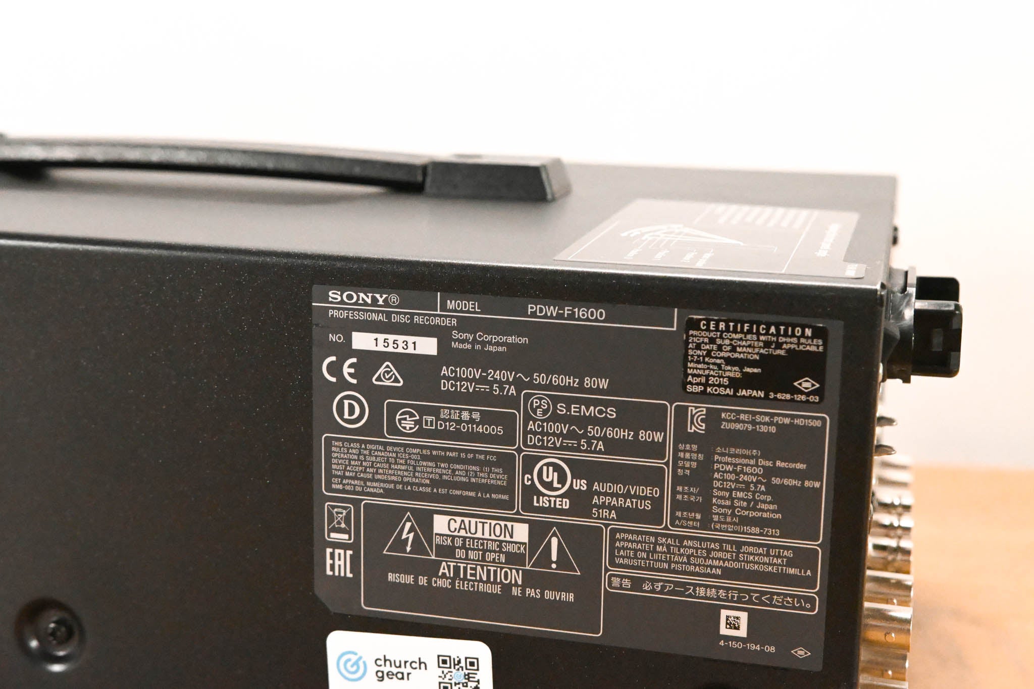 Sony PDW-F1600 XDCAM HD Player/Recorder