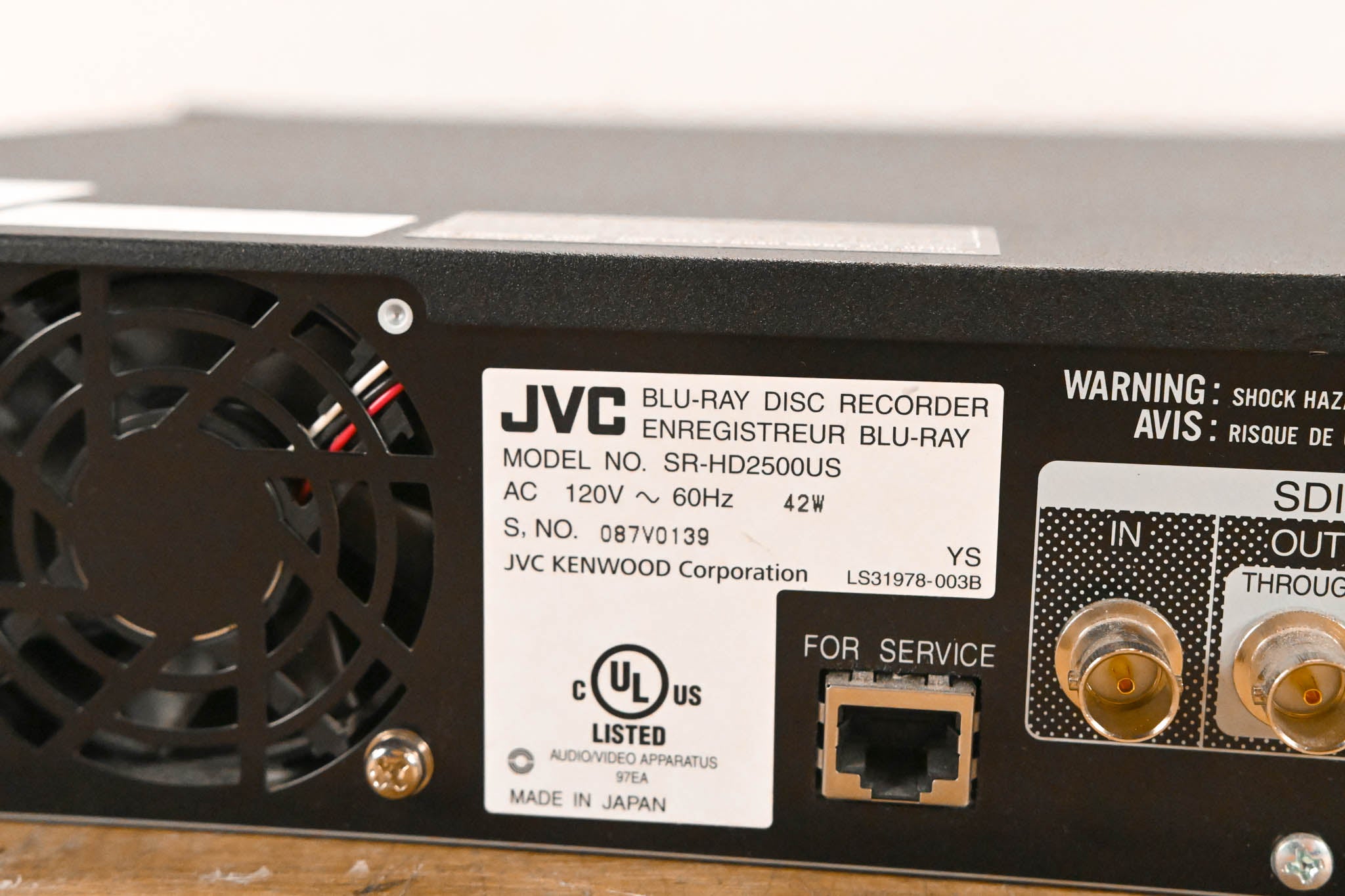 JVC SR-HD2500US Blu-Ray Disc & HDD Recorder with HD-SDI