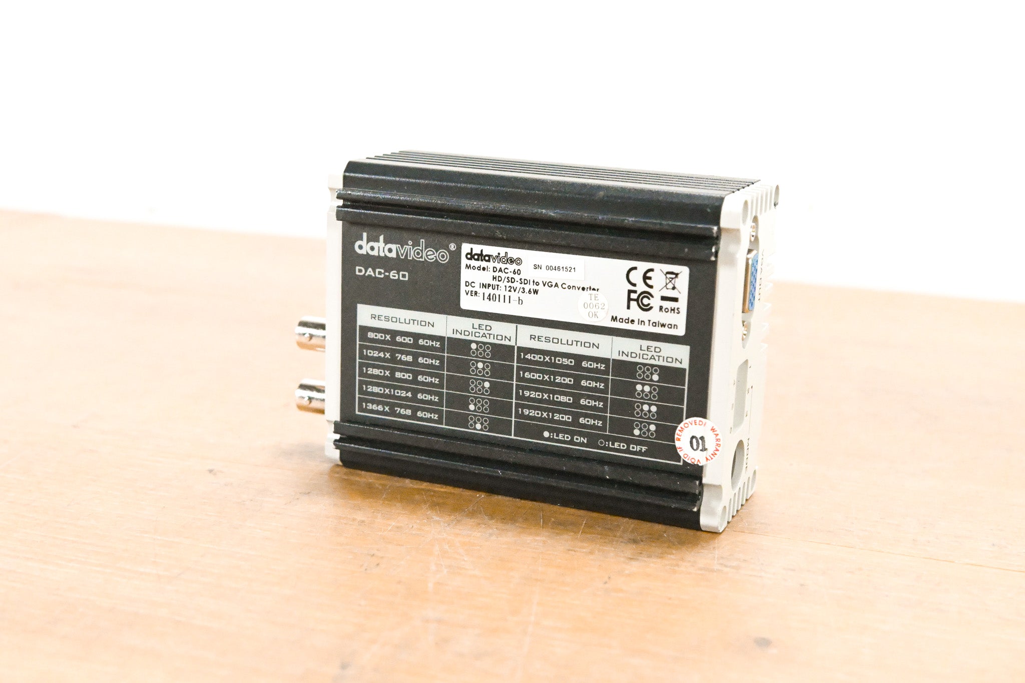 Datavideo DAC-60 SD/HD/3G-SDI to VGA Scaler and Converter (NO PSU)