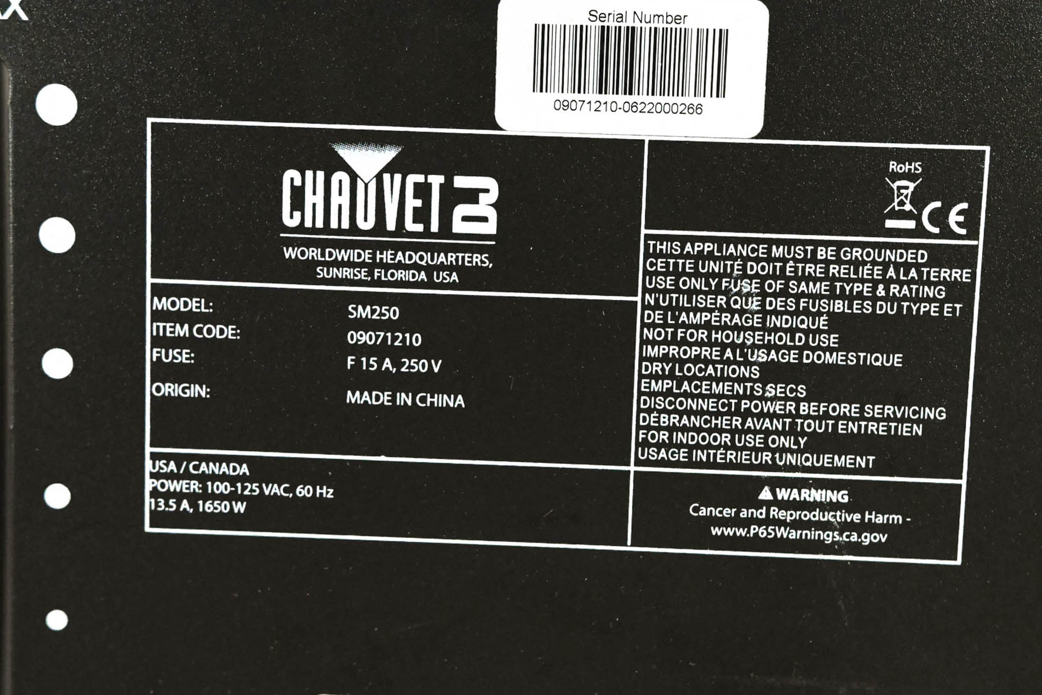 Chauvet SM250 Snow Machine