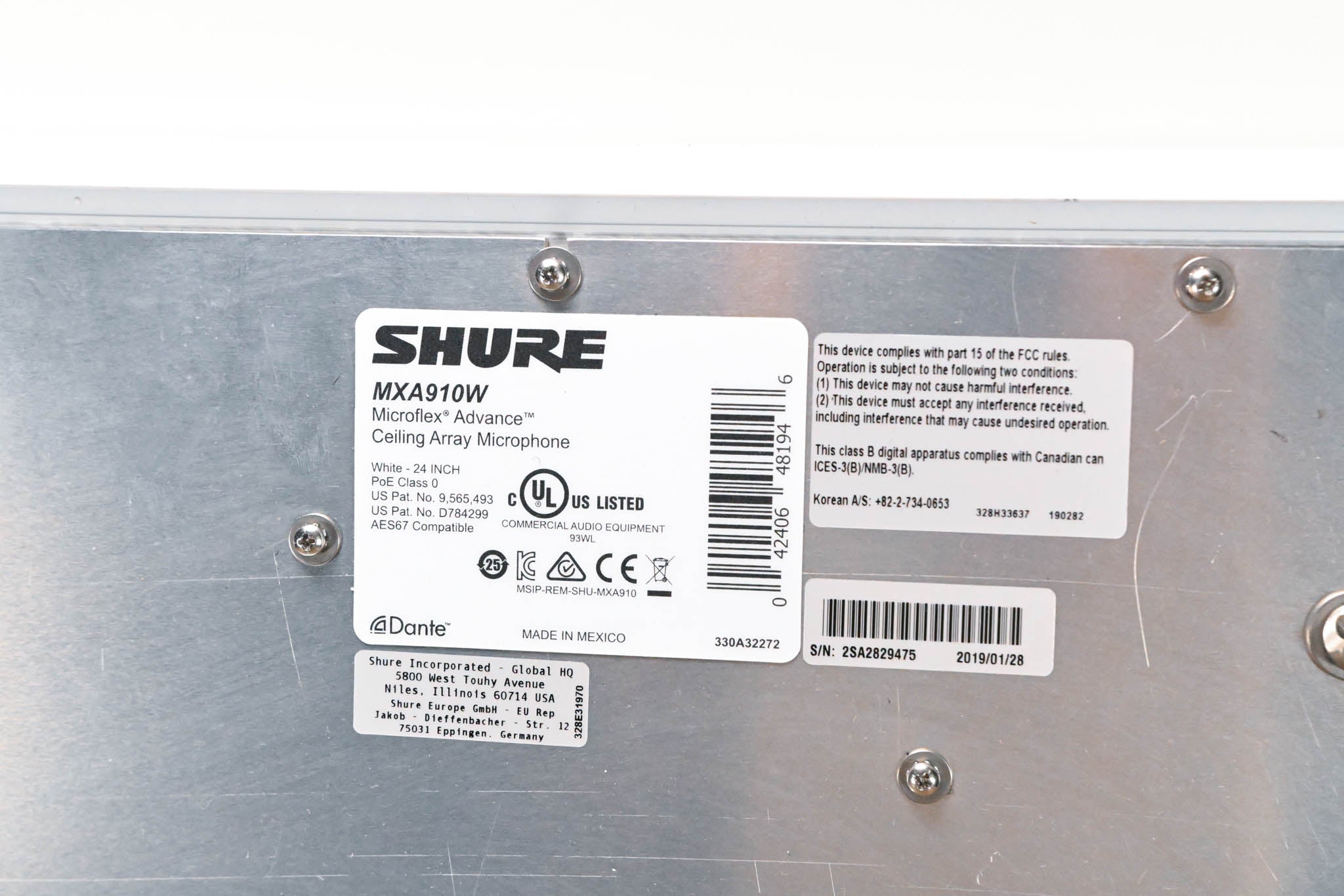 Shure MXA910W Ceiling Array Microphone