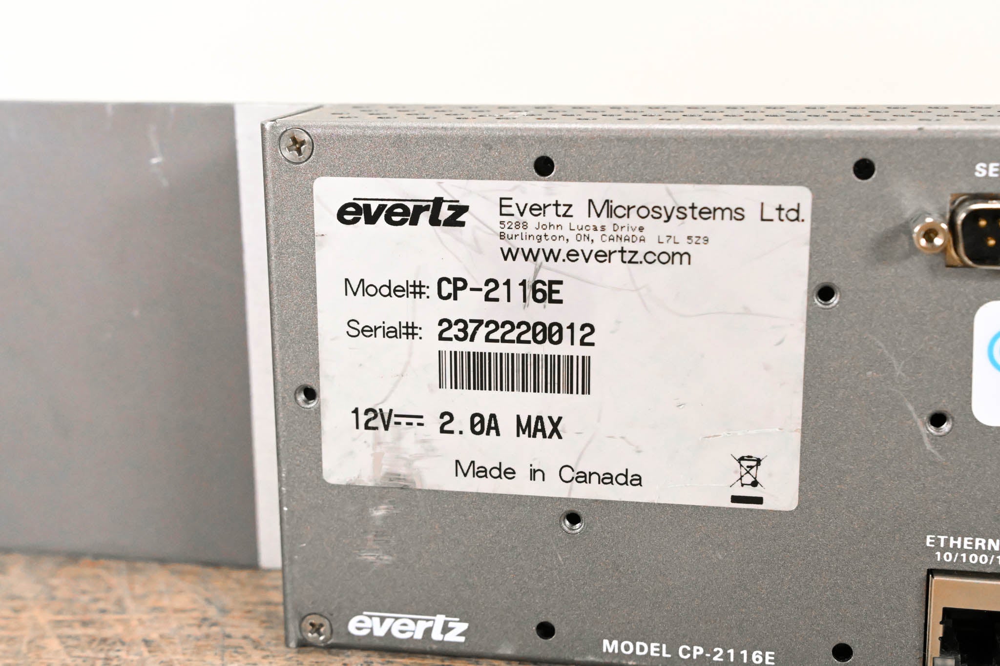 Evertz CP-2116E 2RU Full Width Advanced System Control Panel