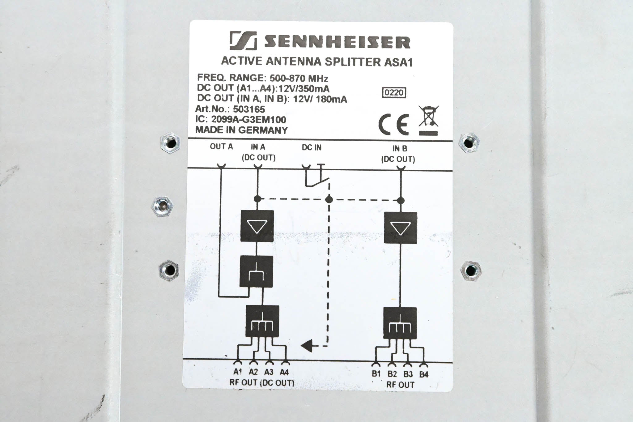 Sennheiser ASA 1 Active Antenna Splitter - 500-870 MHz (NO POWER SUPPLY)
