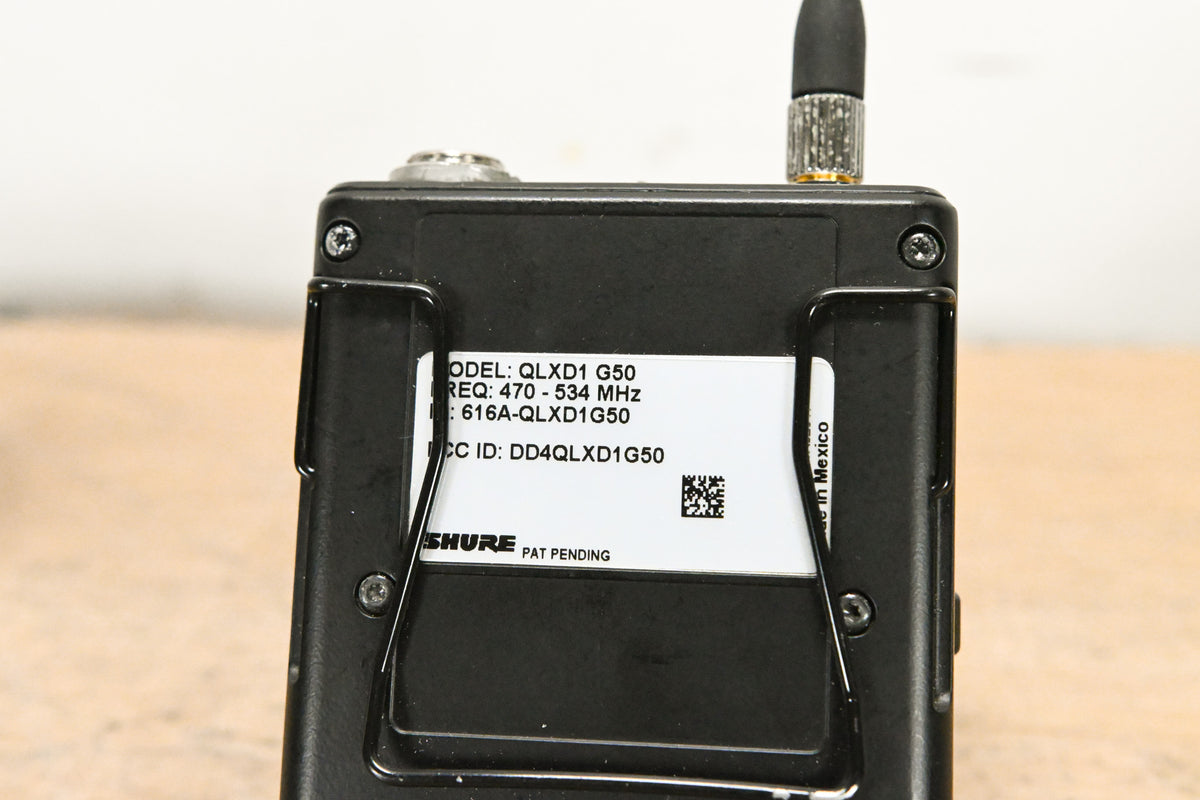Shure QLXD1 Digital Wireless Bodypack Transmitter G50 Band: 470-534 MHz