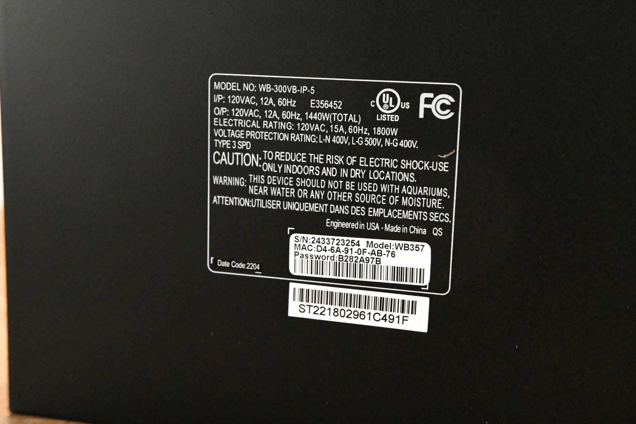 WattBox WB-300VB-IP-5 IP Power Conditioner WB357 - 5 Outlets