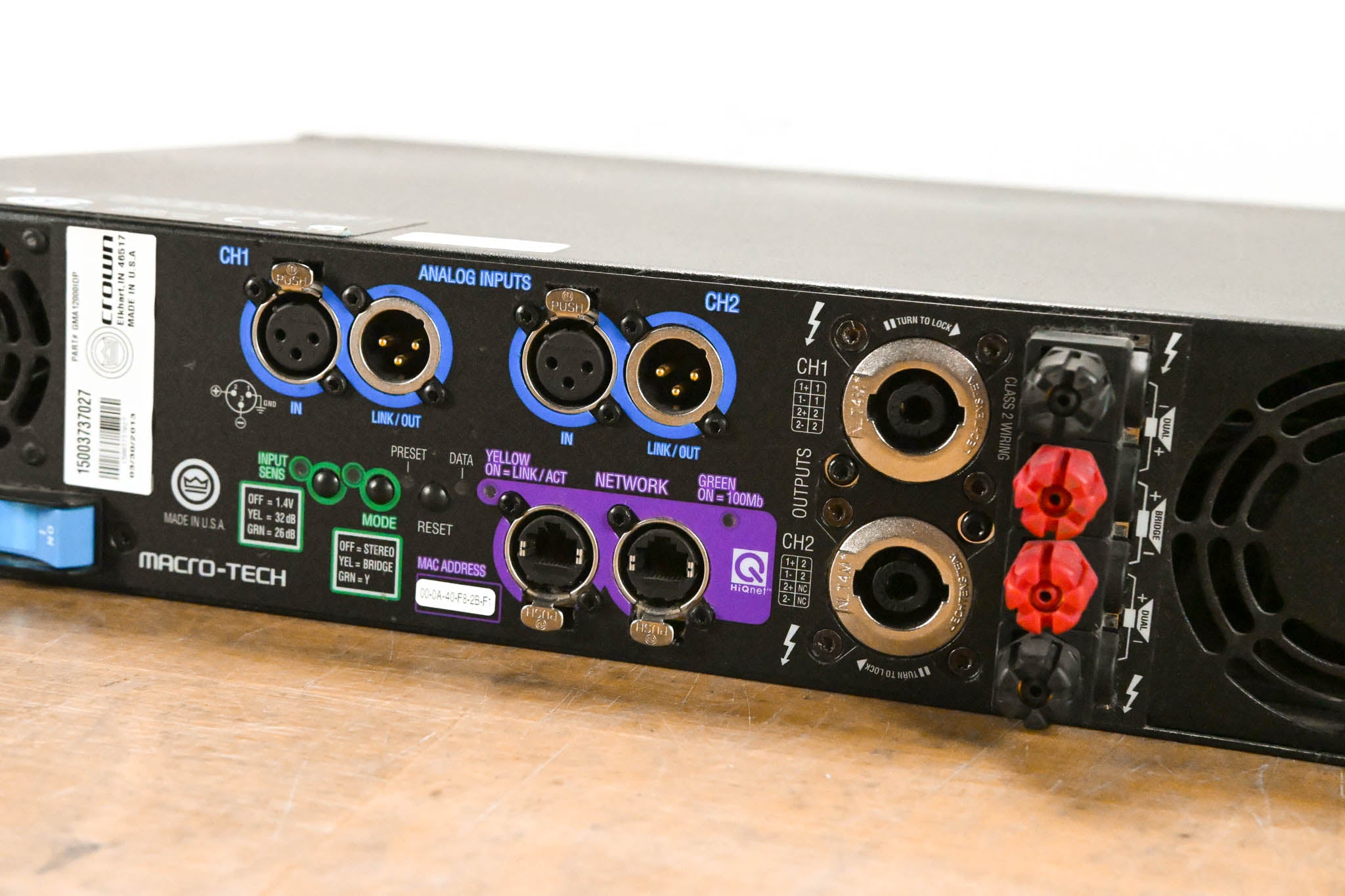 Crown MA 12000i Macro-Tech 2-Channel Power Amplifier, 4500W @ 4 ohms