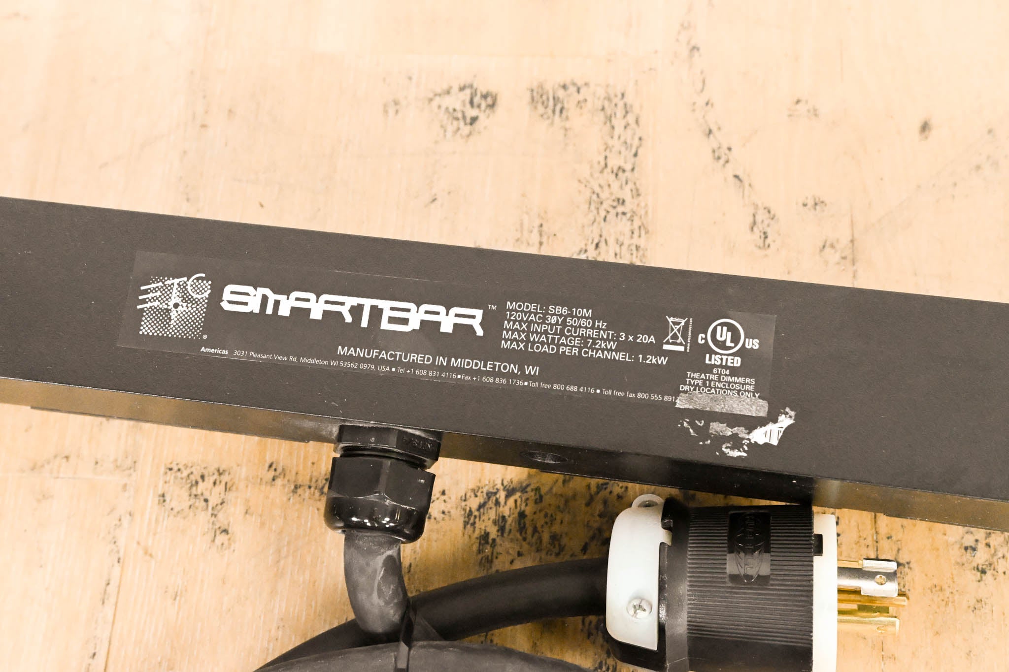ETC SB6-10M 6 x 10A (1200W) SmartBar with Stage Pin Connectors