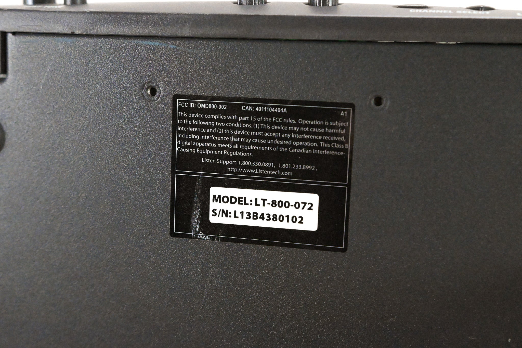 Listen Technologies LT-800-072 Stationary RF Transmitter NO POWER SUPPLY