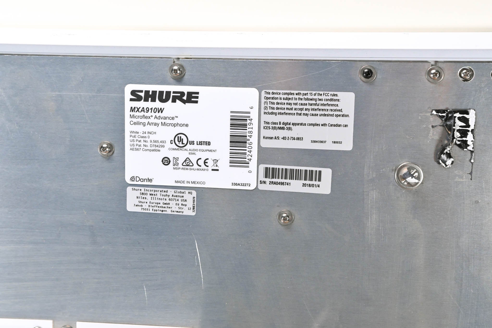 Shure MXA910W Ceiling Array Microphone